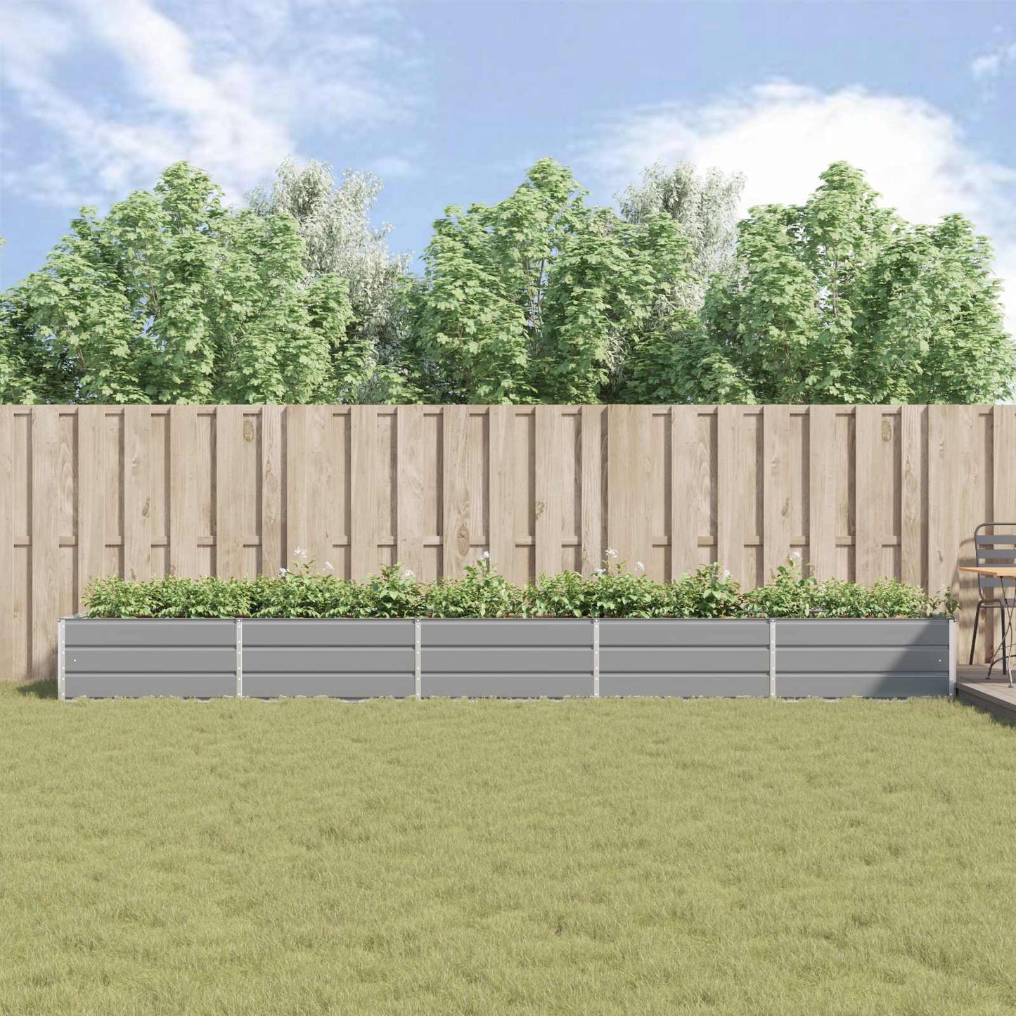 Plantekassed Lysegrå 480 x 100 x 45 cm Galvanisert Stål