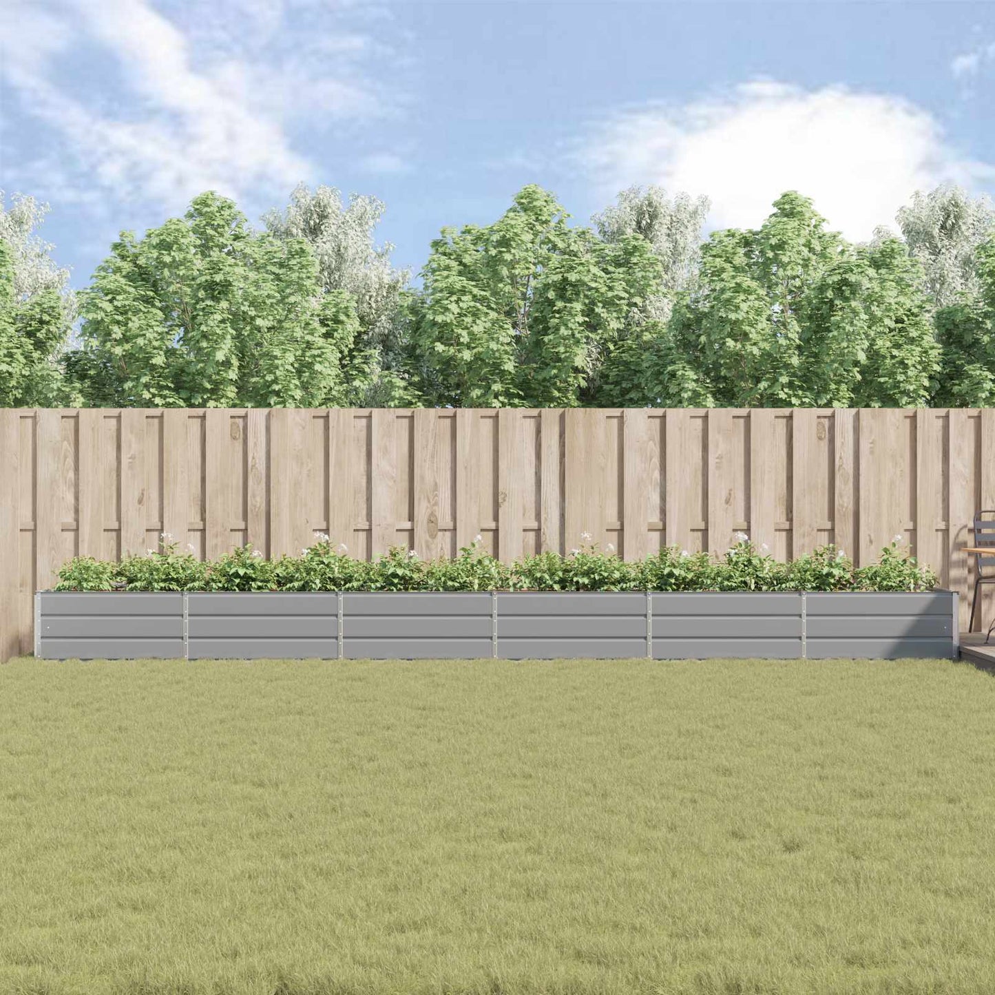 Plantekassed Lysegrå 580 x 100 x 45 cm Galvanisert Stål