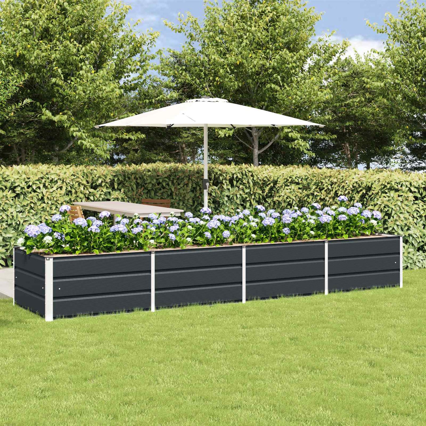Plantekassed Antrasitt 320 x 80 x 45 cm Stål