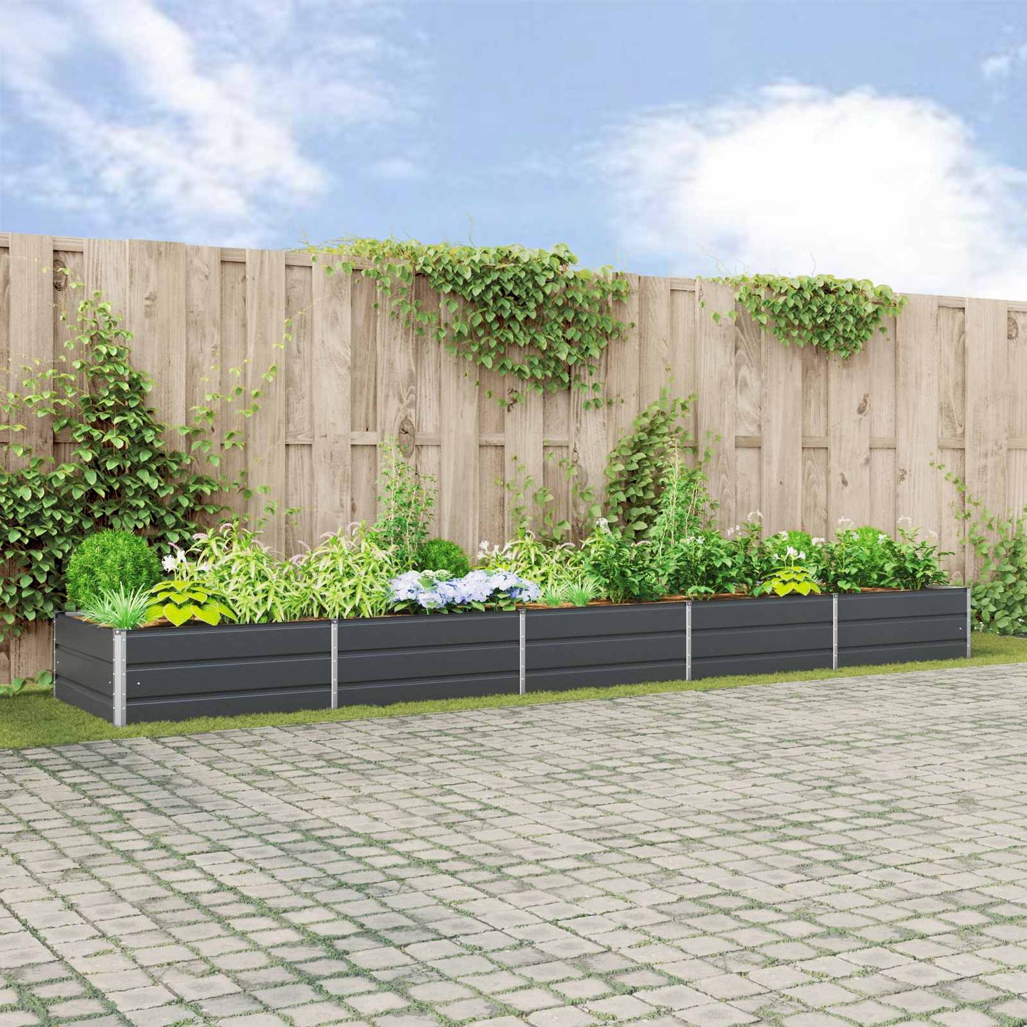 Plantekassed Antrasitt 480 x 100 x 45 cm Galvanisert Stål