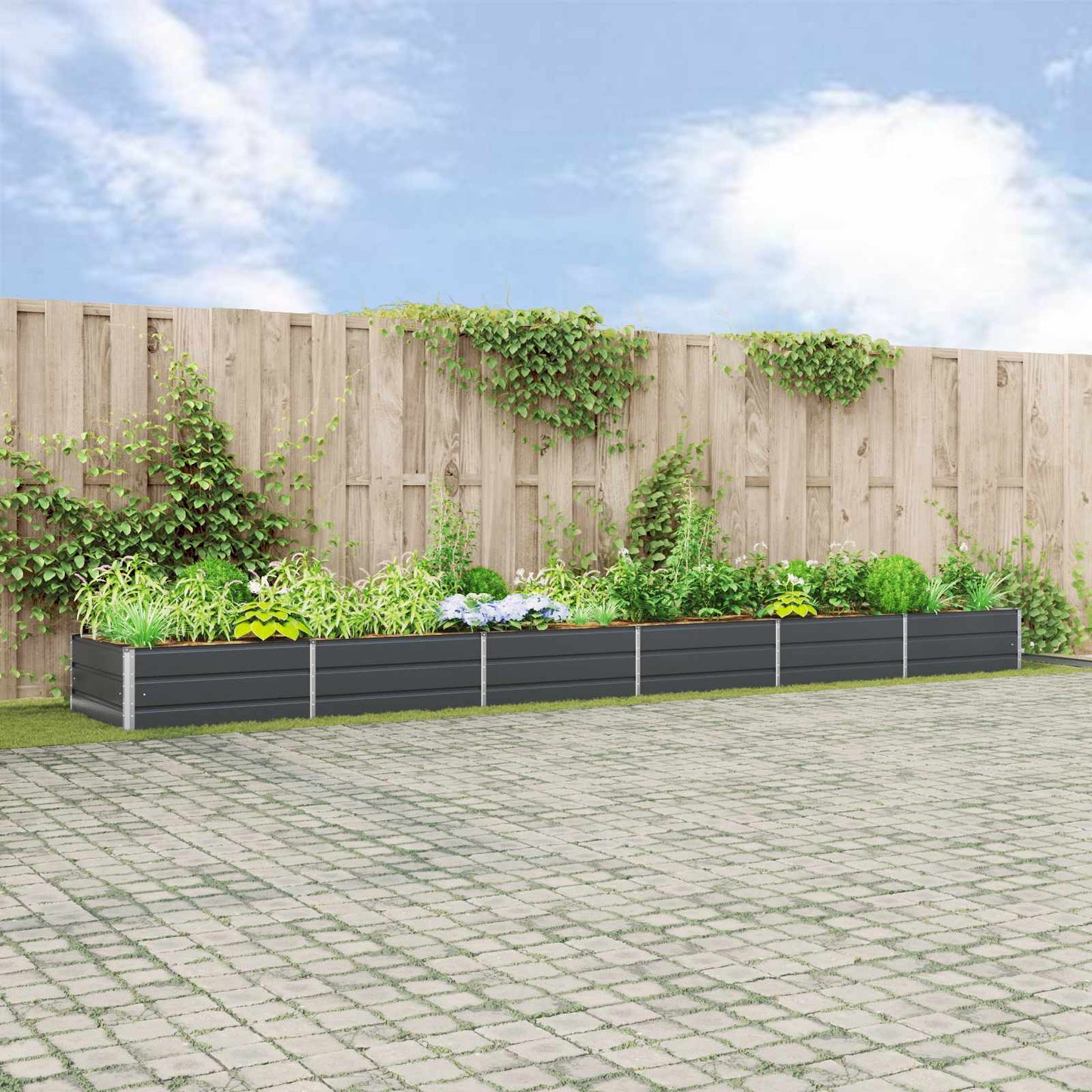 Plantekassed Antrasitt 580 x 100 x 45 cm Galvanisert Stål