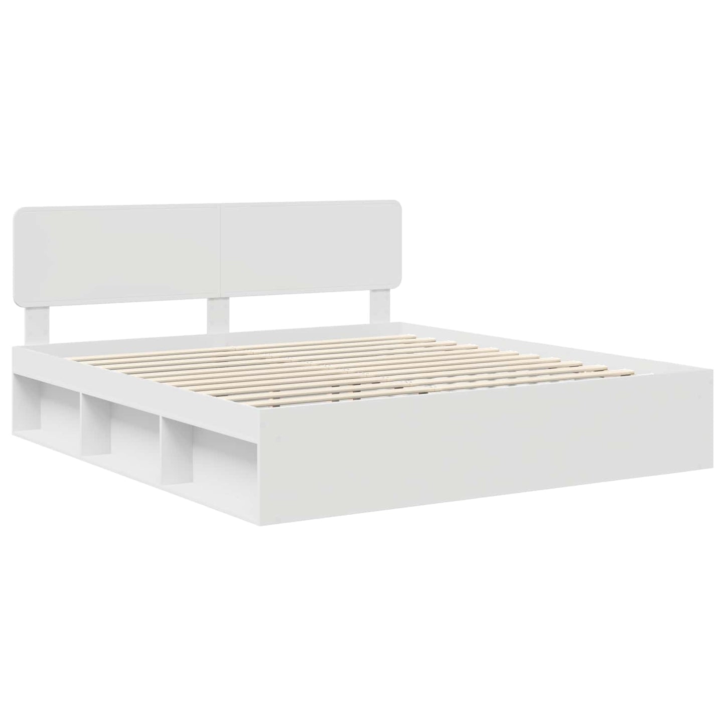 Sengestamme med hodegjerde Hvit 200 x 200 cm Massiv furu