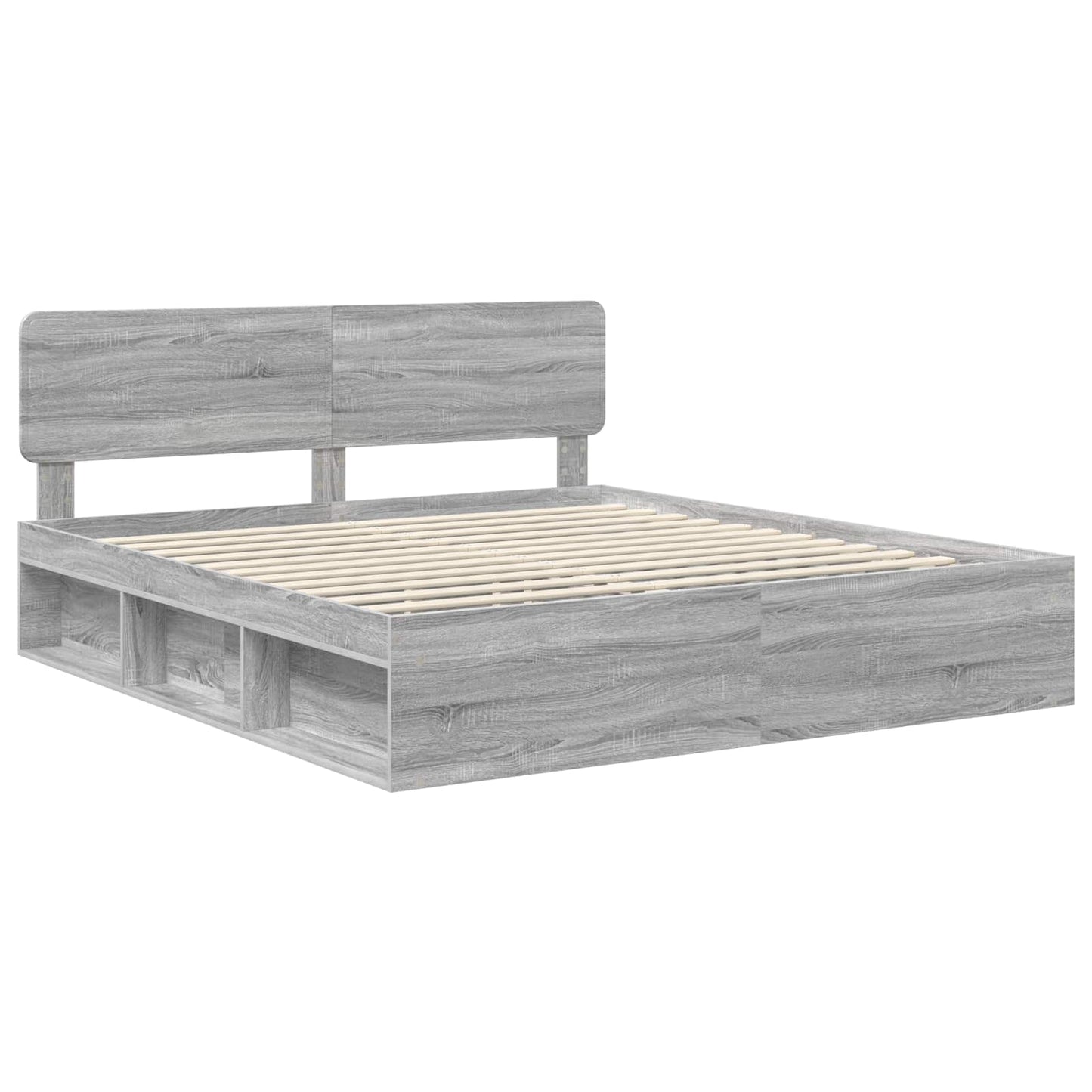 Sengestamme med hodegjerde Grå Sonoma 200 x 200 cm Massiv furu