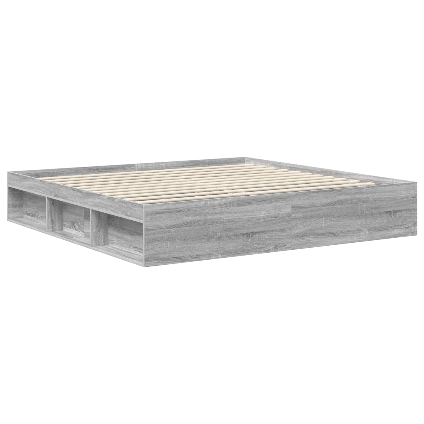 Sengestamme med hodegjerde Grå Sonoma 200 x 200 cm Massiv furu