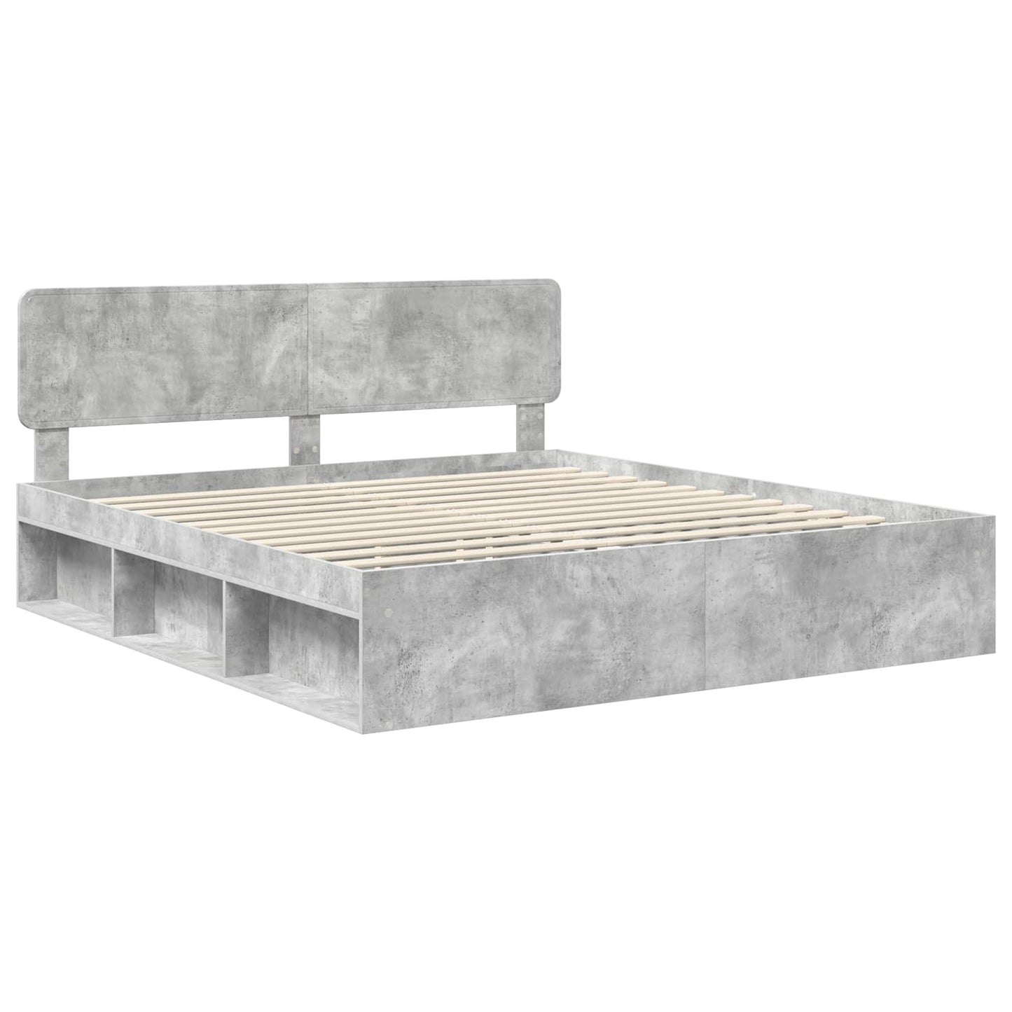 Sengestamme med hodegjerde Betong 180 x 200 cm Massiv furu