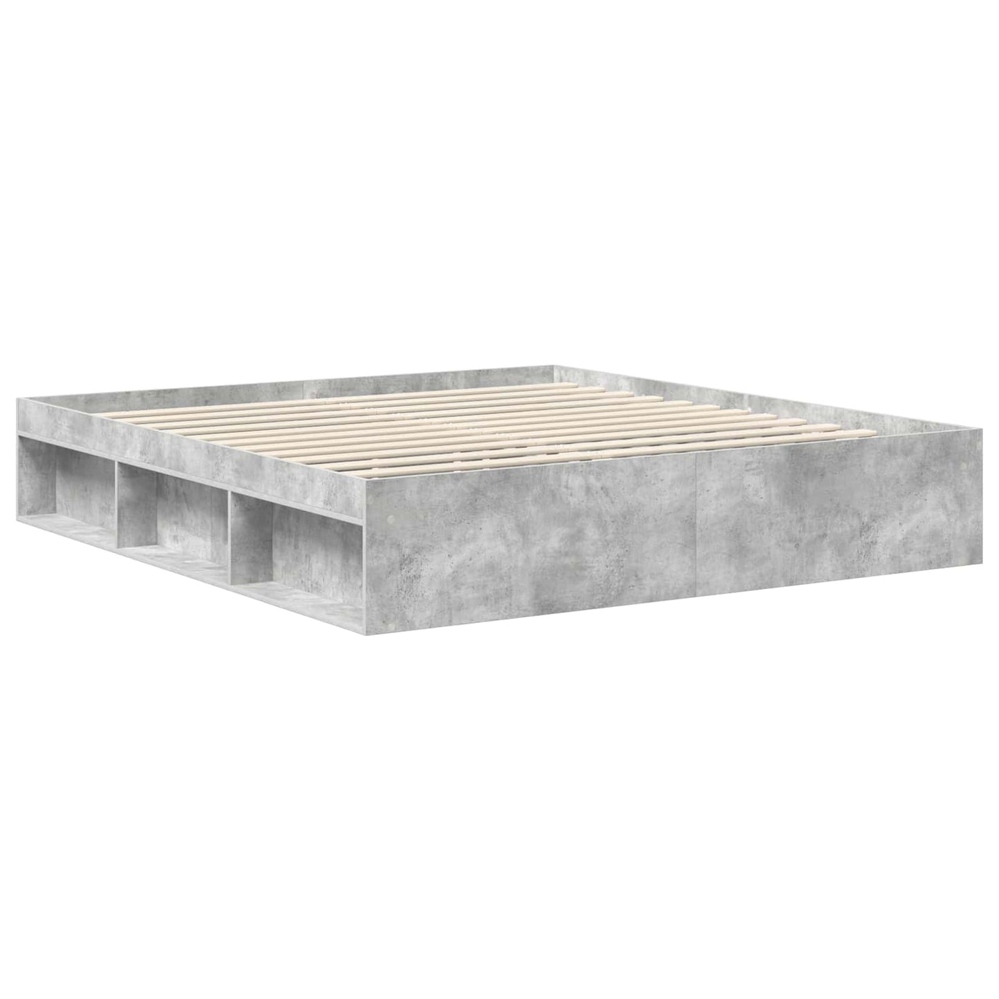 Sengestamme med hodegjerde Betong 180 x 200 cm Massiv furu