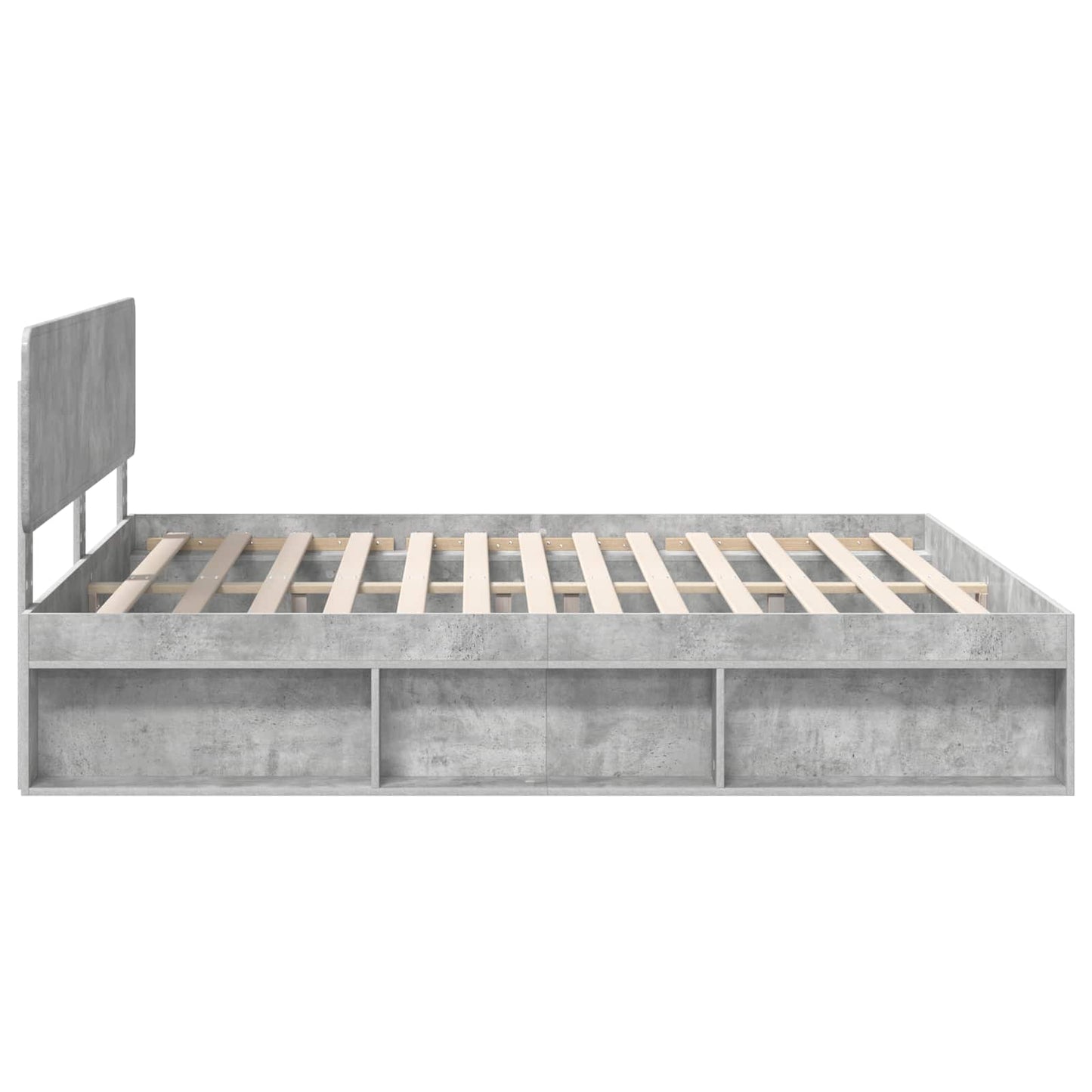 Sengestamme med hodegjerde Betong 180 x 200 cm Massiv furu