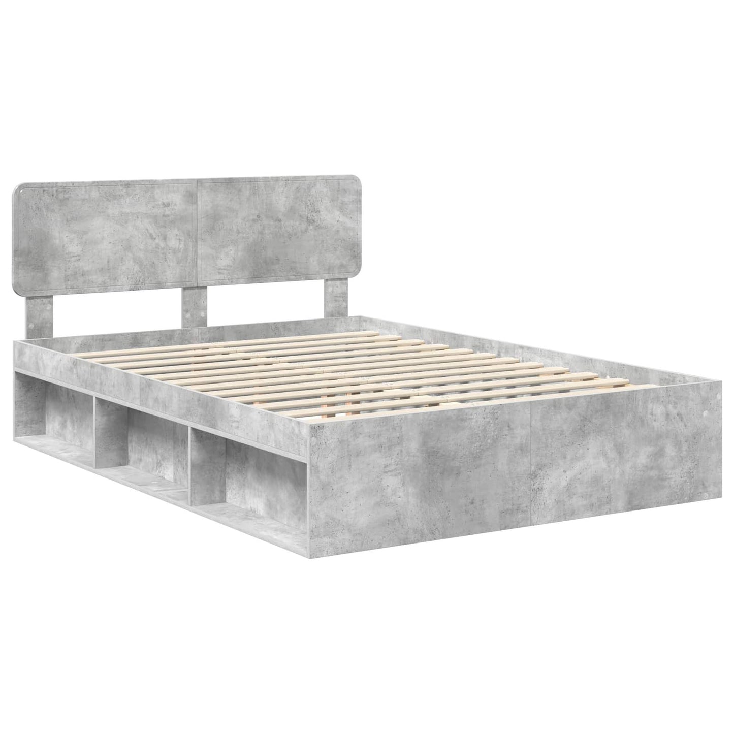 Sengestamme med hodegjerde Betong 160 x 200 cm Massiv furu