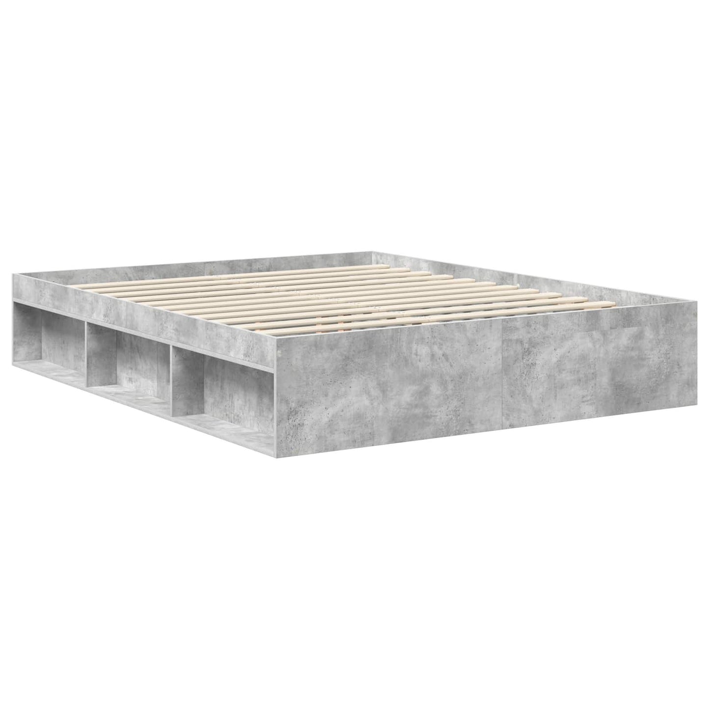 Sengestamme med hodegjerde Betong 160 x 200 cm Massiv furu