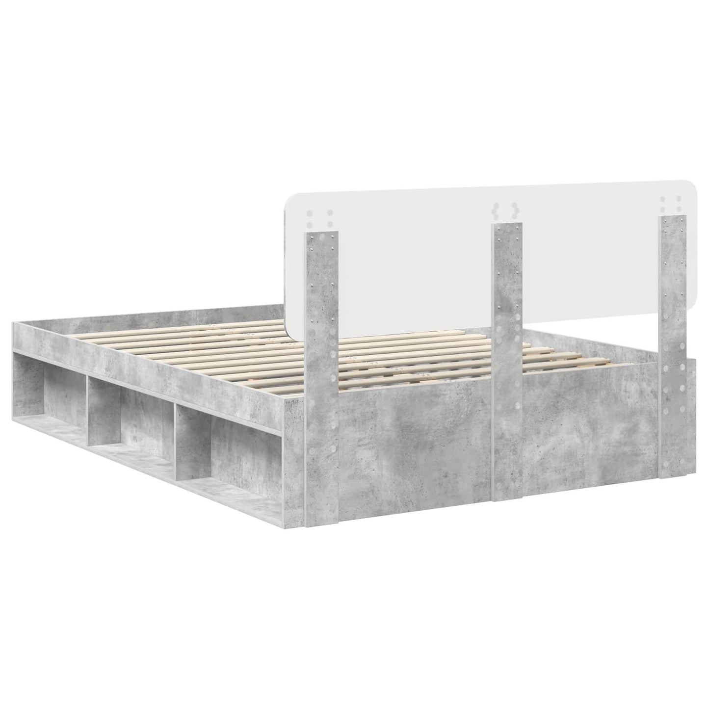 Sengestamme med hodegjerde Betong 160 x 200 cm Massiv furu