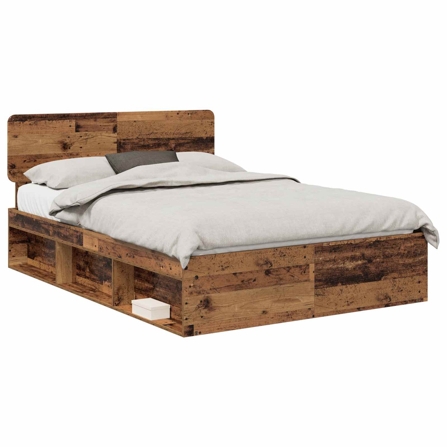 Sengestamme med hodegjerde Gammelt tre 150 x 200 cm Massiv furu