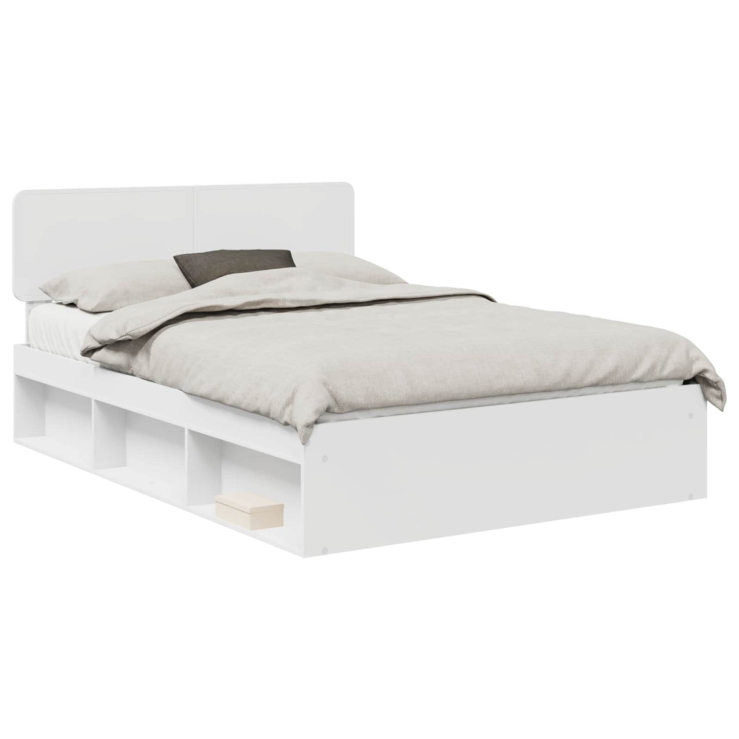 Sengestamme med hodegjerde Hvit 140 x 190 cm Massiv furu