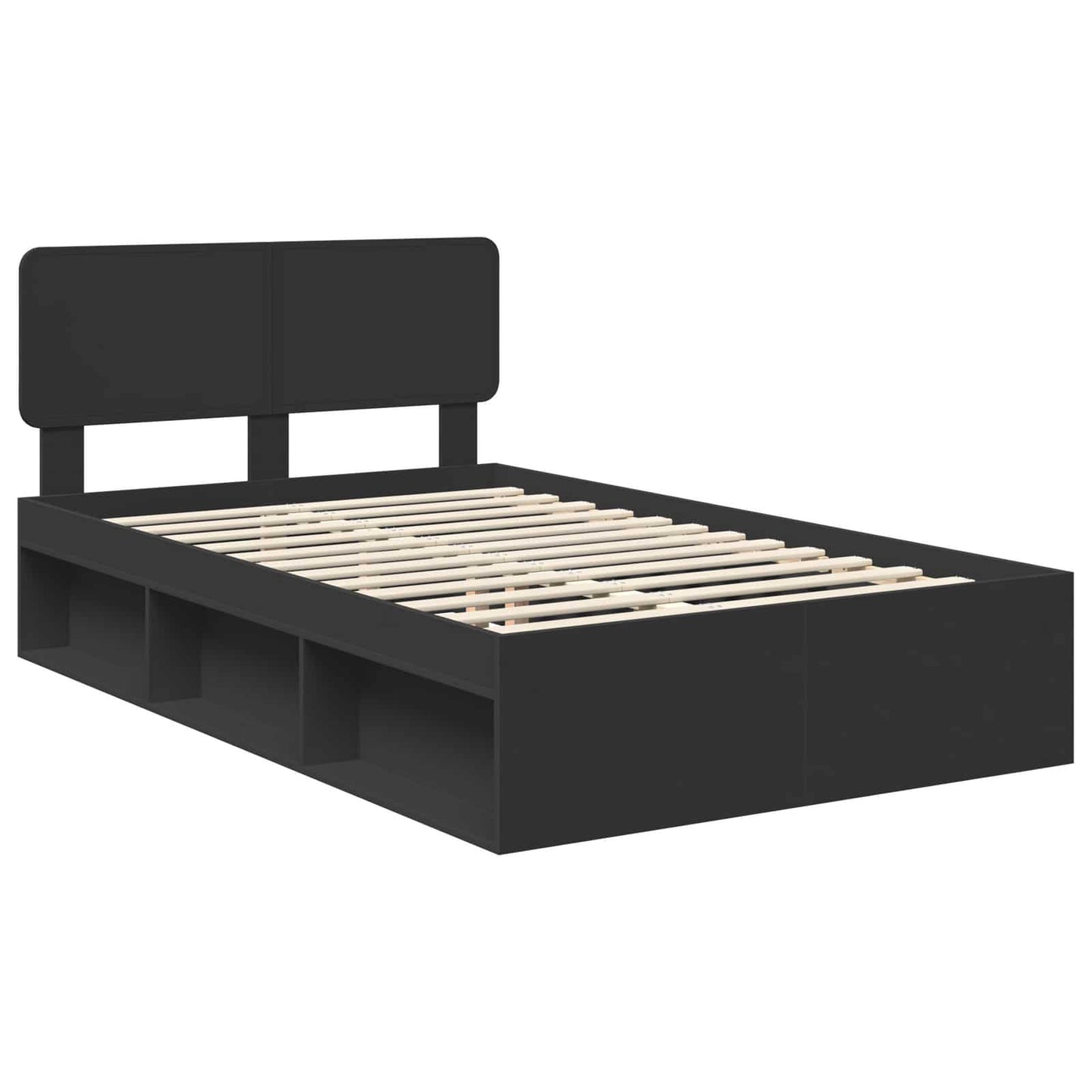 Sengestamme med hodegjerde Svart 135 x 190 cm Massiv furu