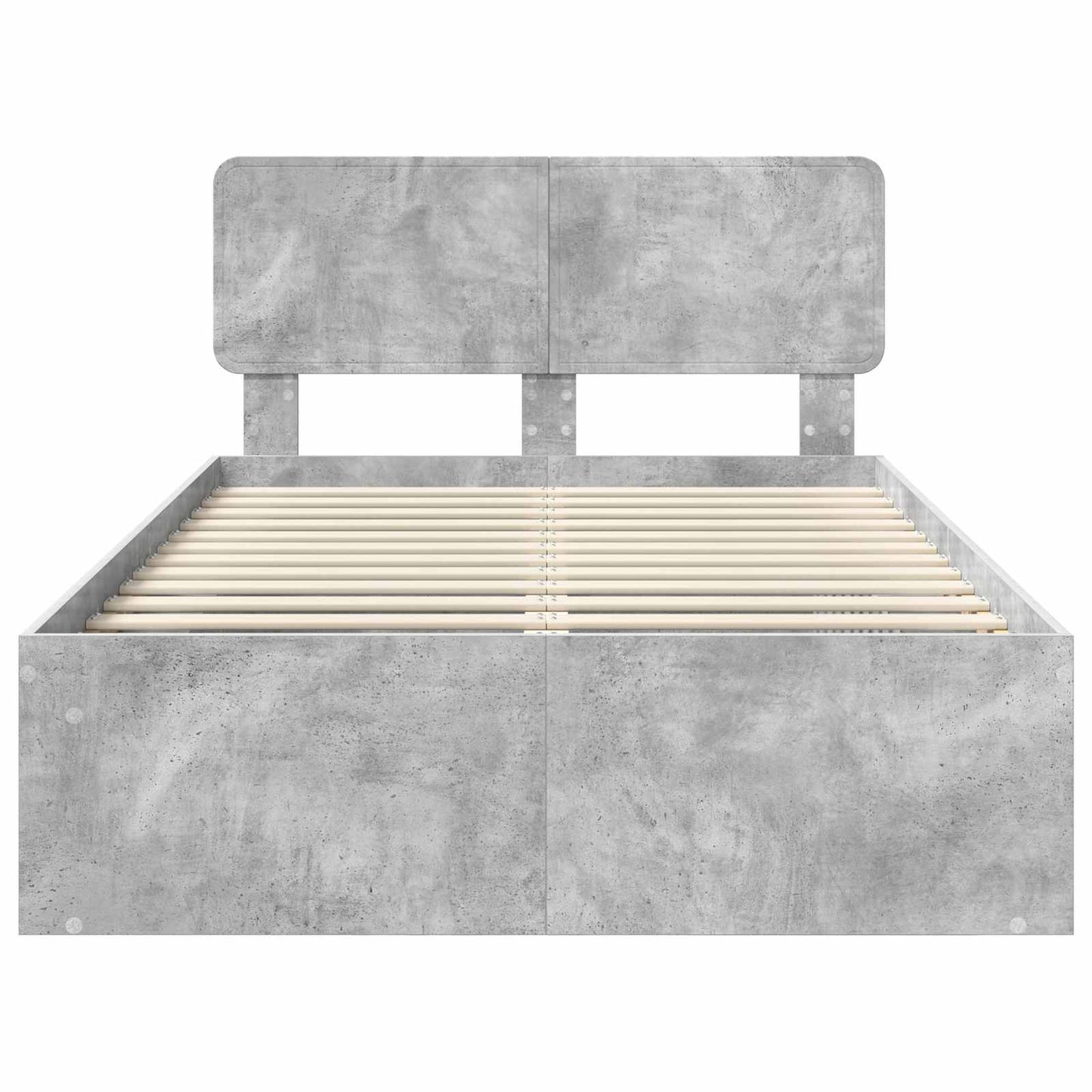 Sengestamme med hodegjerde Betonggrå 135 x 190 cm Massiv furu