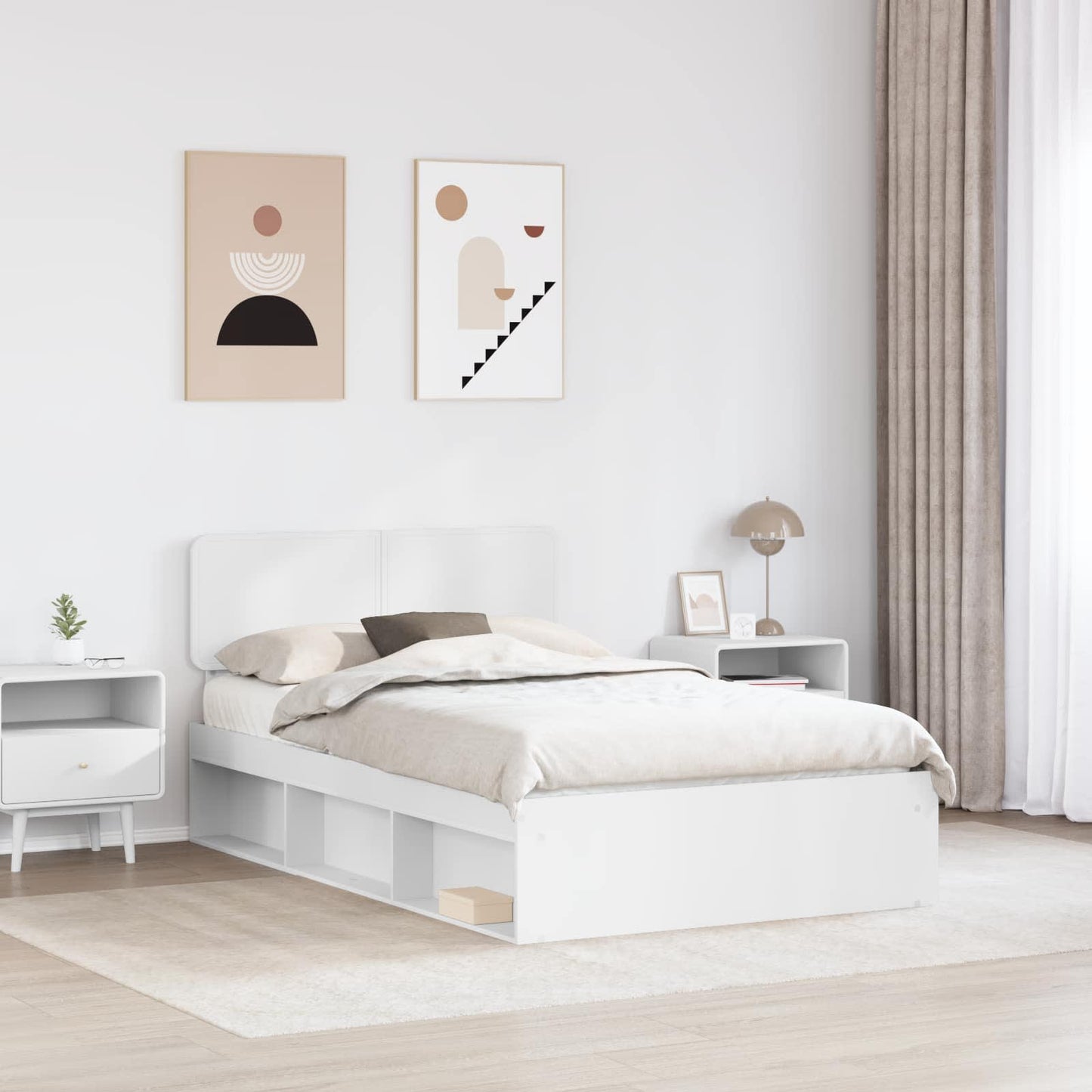 Sengestamme med hodegjerde Hvit 120 x 190 cm Massiv furu