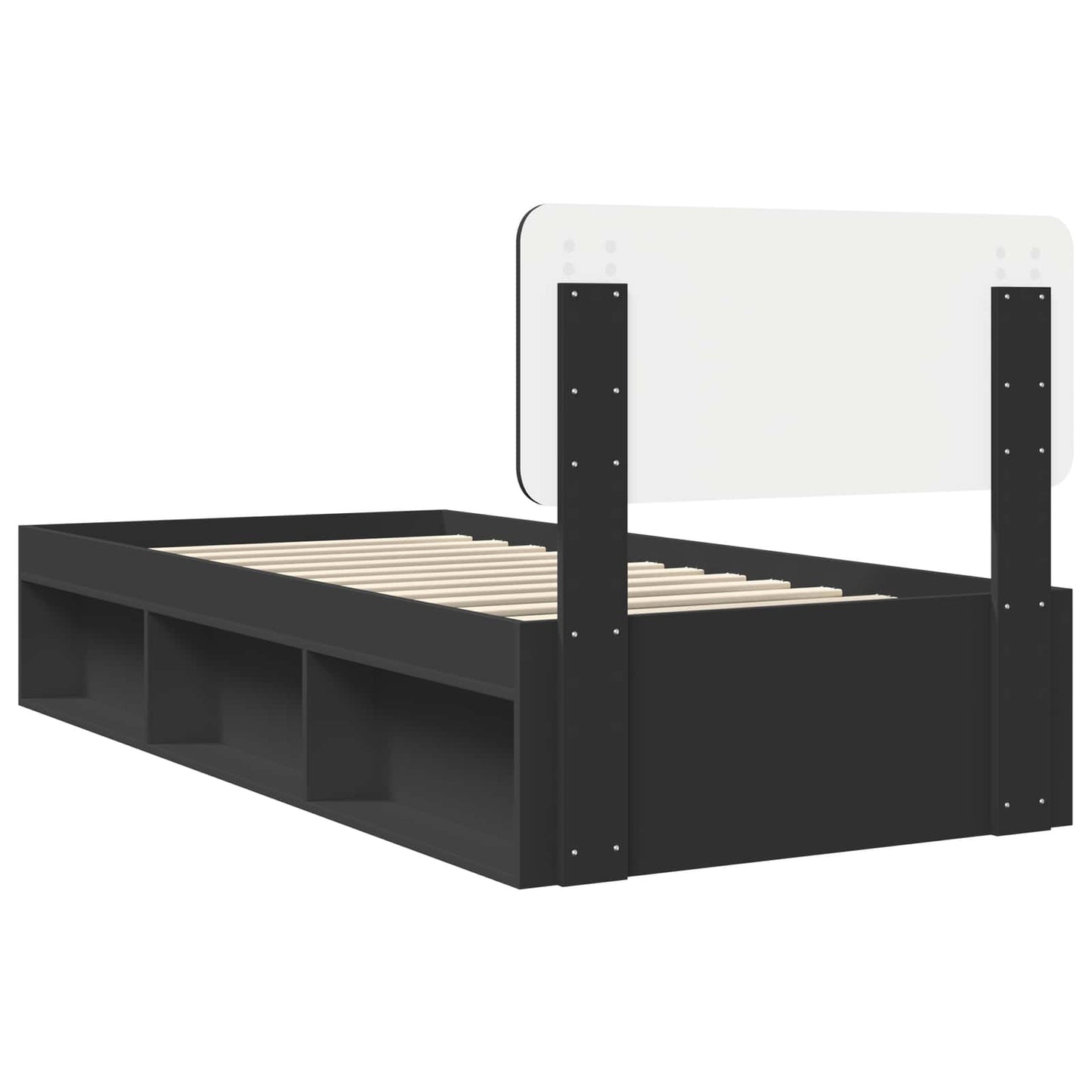 Sengestamme med hodegjerde Svart 100 x 200 cm Massiv furu