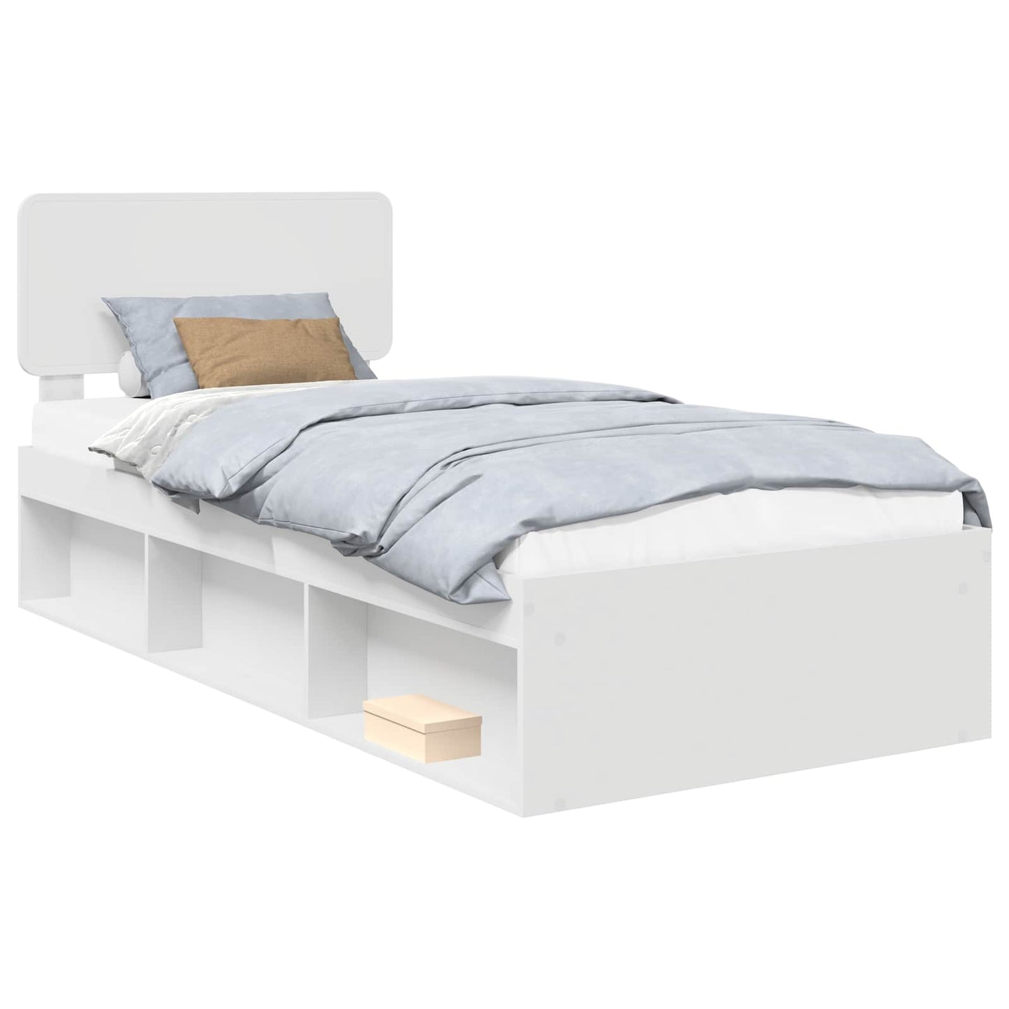Sengestamme med hodegjerde Hvit 75 x 190 cm Massiv furu