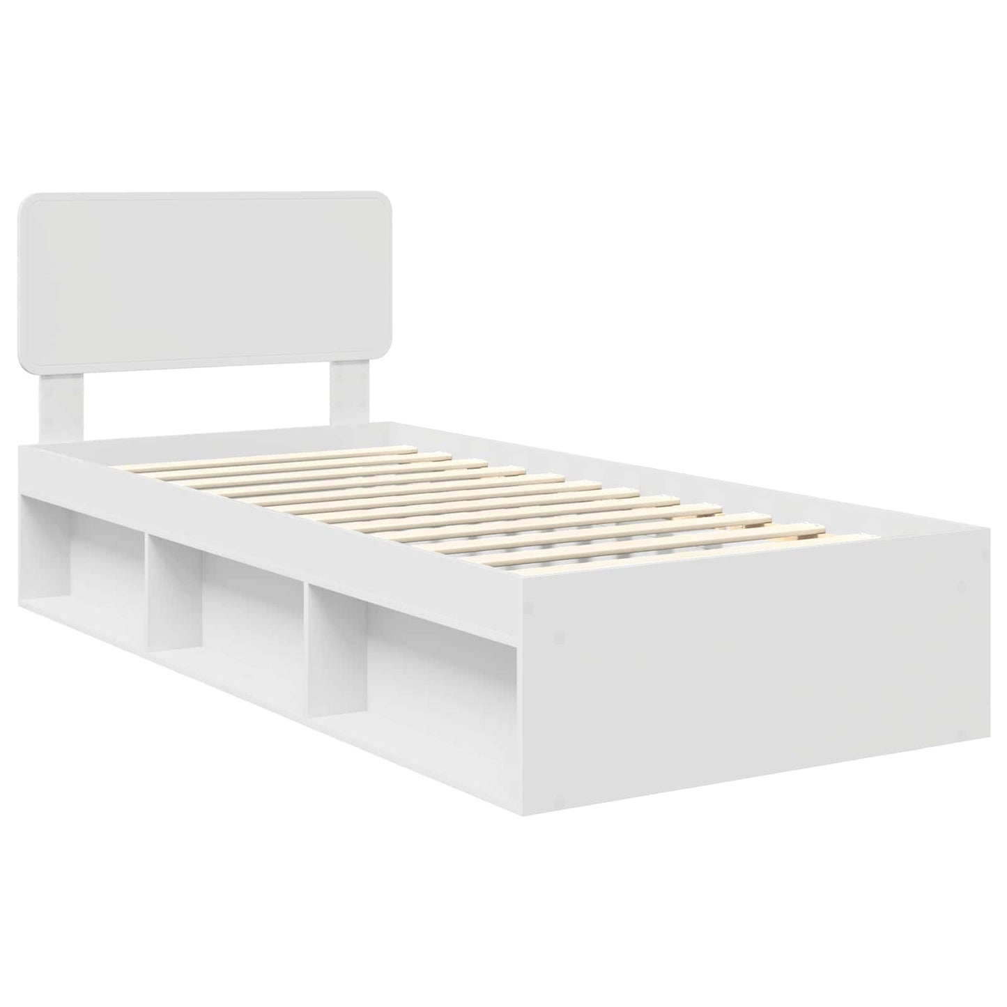 Sengestamme med hodegjerde Hvit 75 x 190 cm Massiv furu