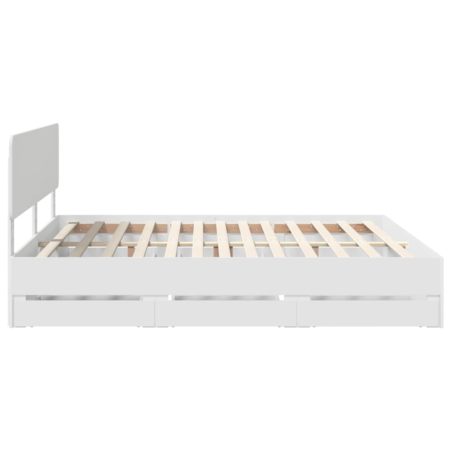 Sengestamme med skuff Hvit 200 x 200 cm Konstruert tre