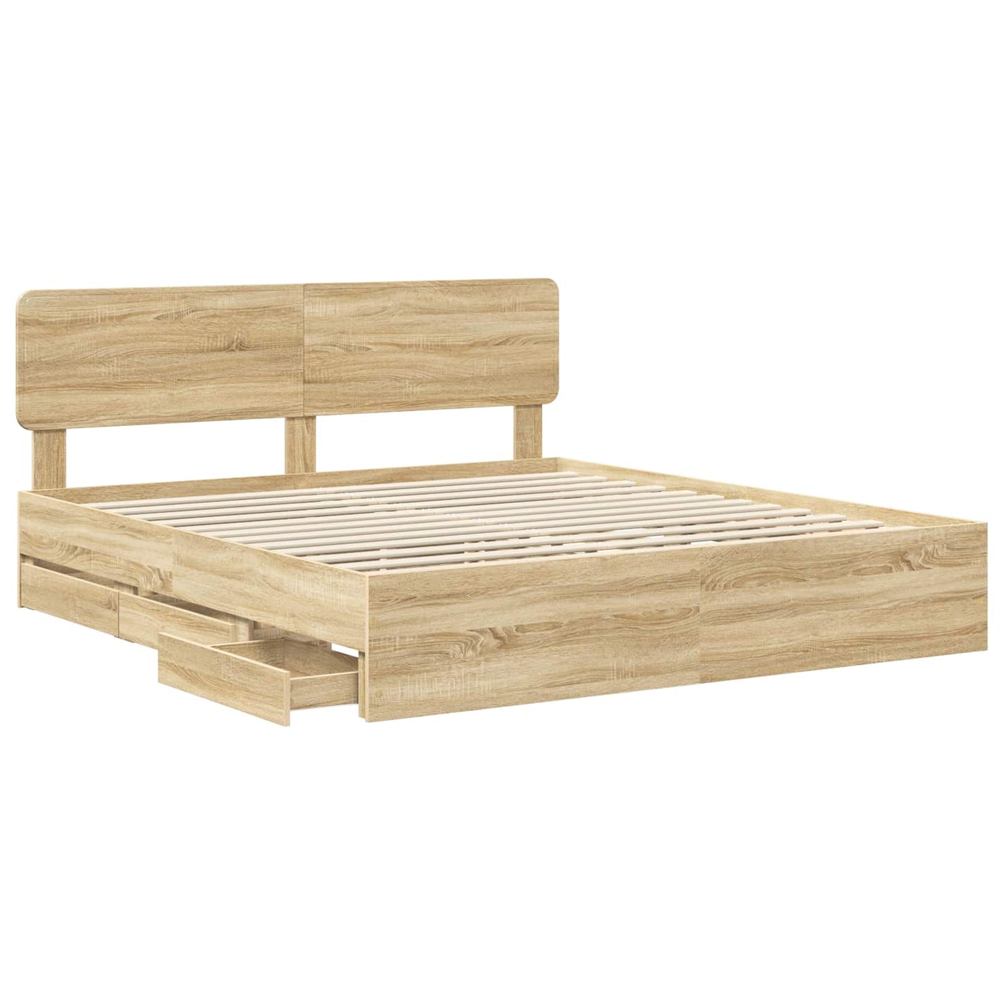 Sengestamme med skuff Sonoma eik 200 x 200 cm Konstruert tre