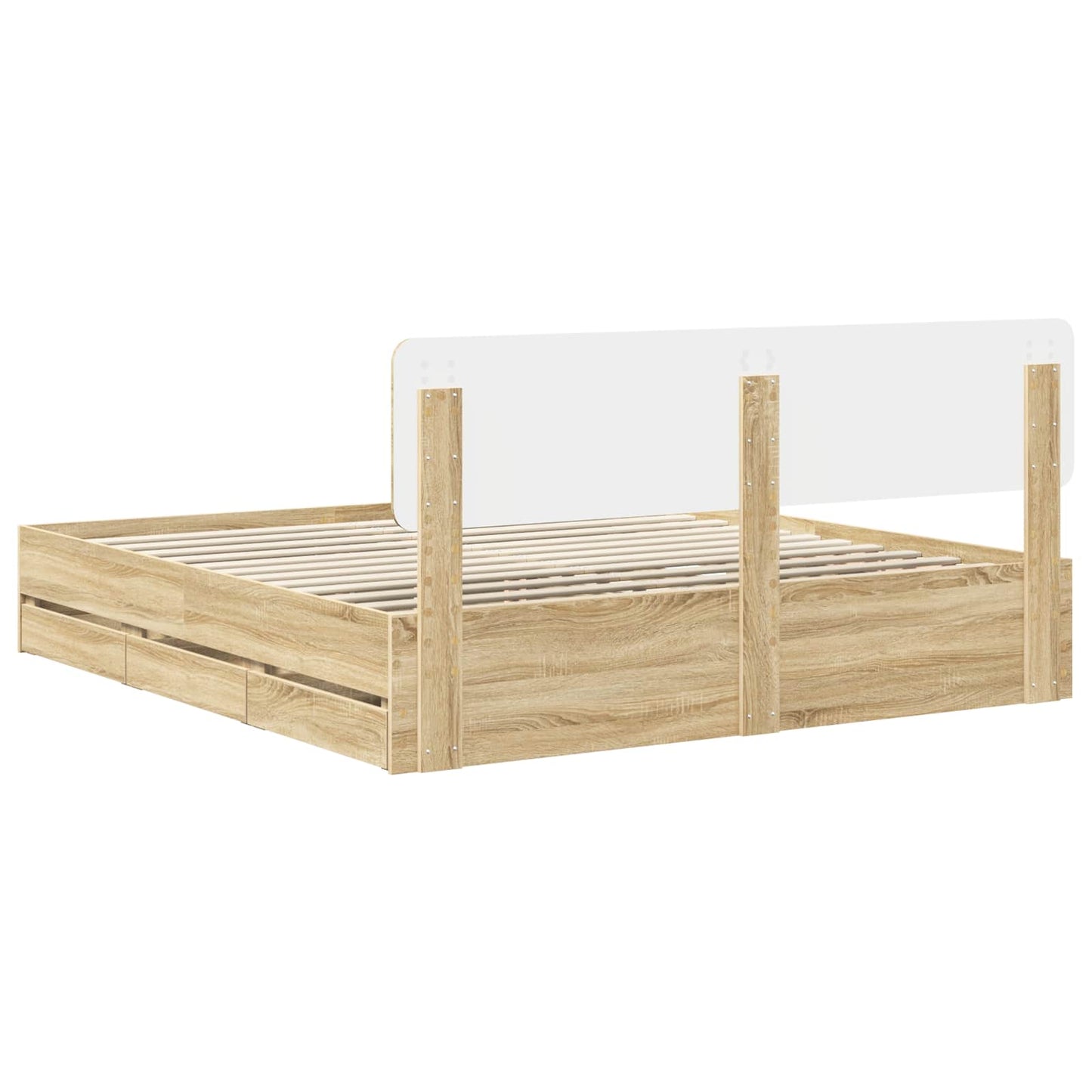 Sengestamme med skuff Sonoma eik 200 x 200 cm Konstruert tre