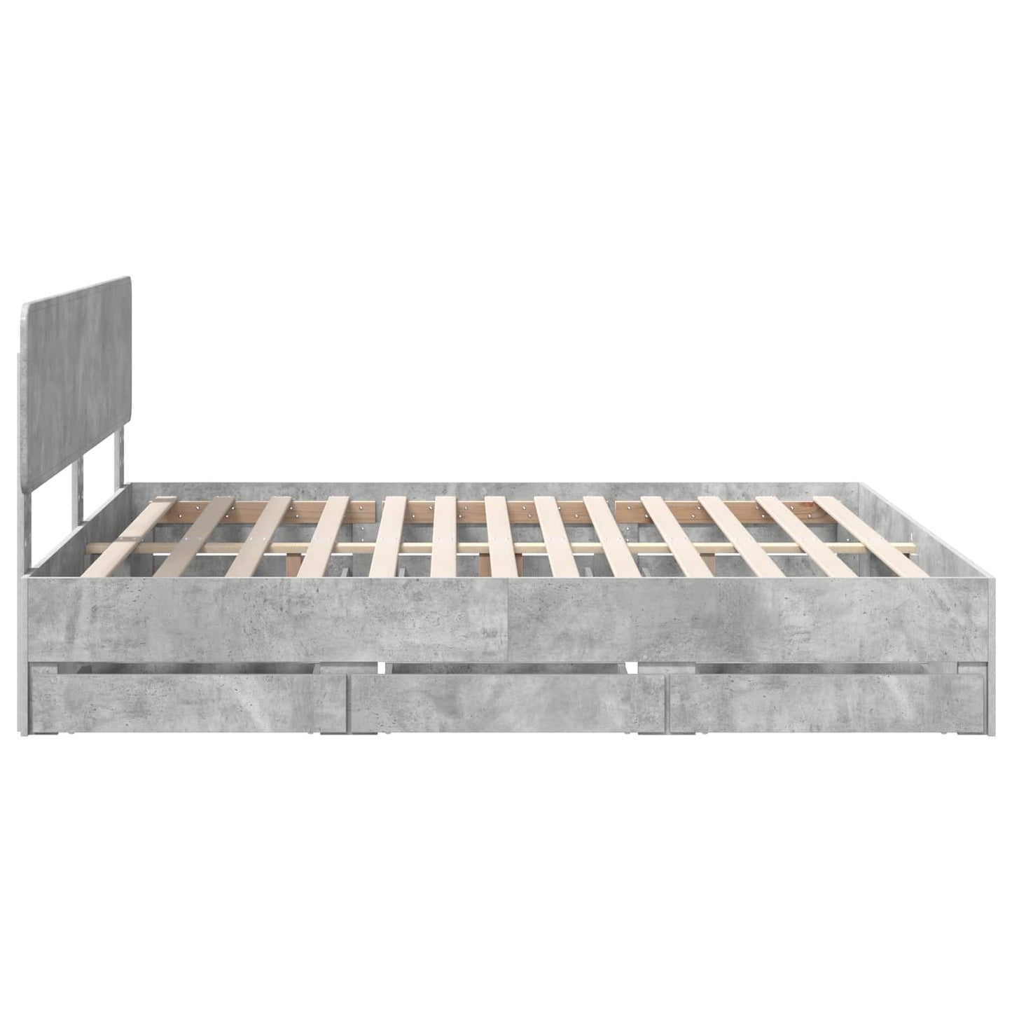 Sengestamme med skuff BetongGrå 200 x 200 cm Konstruert tre