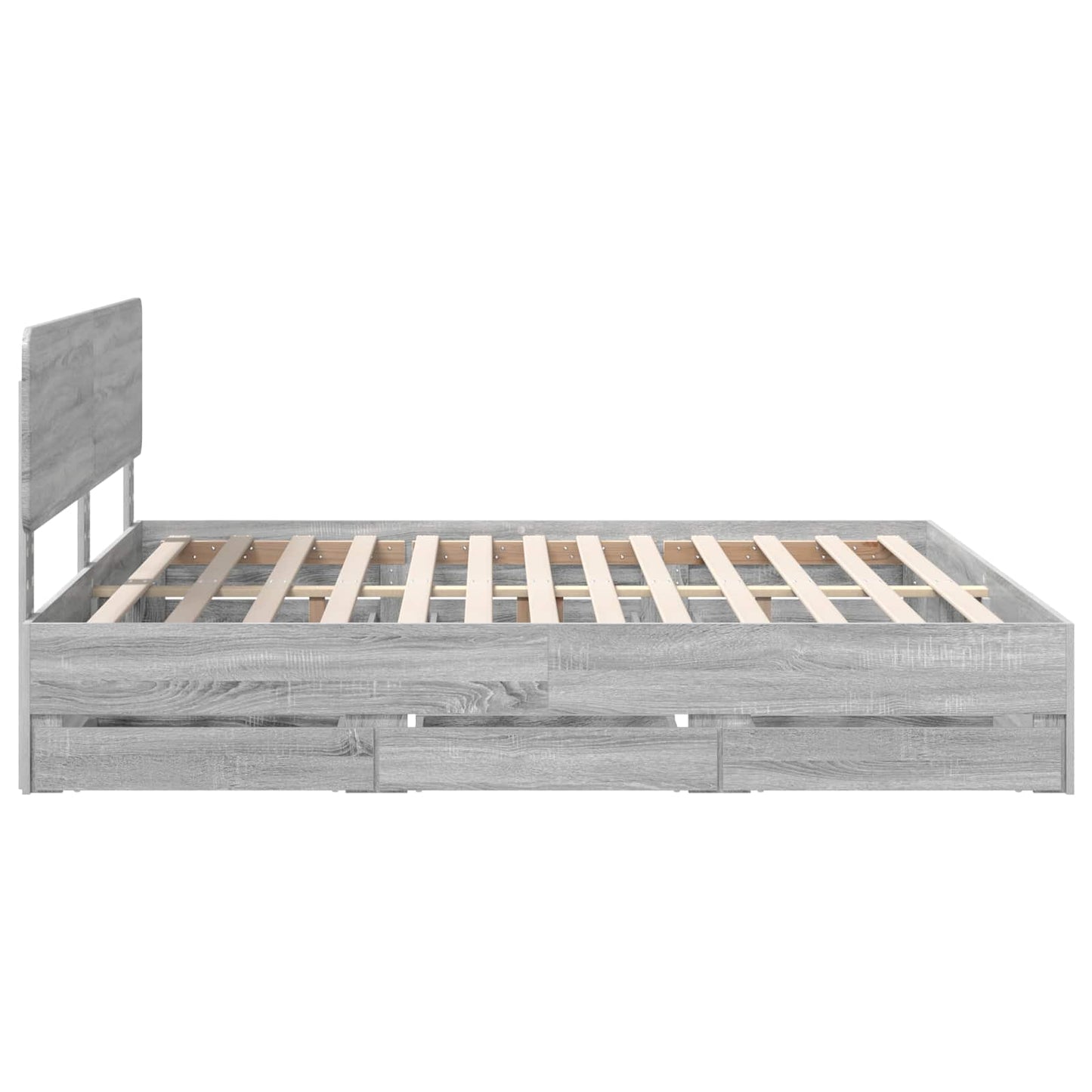 Sengestamme med skuff Grå Sonoma 200 x 200 cm Konstruert tre