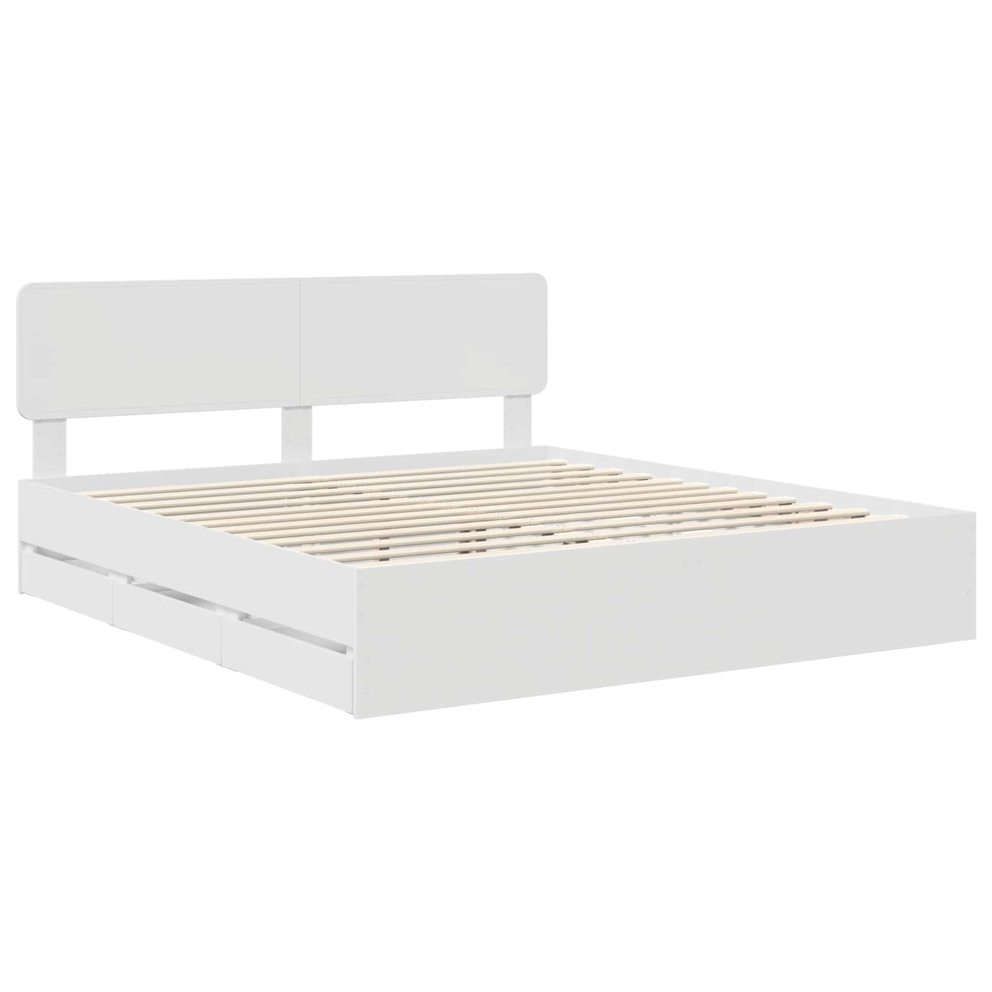 Sengestamme med skuff Hvit 180 x 200 cm Konstruert tre