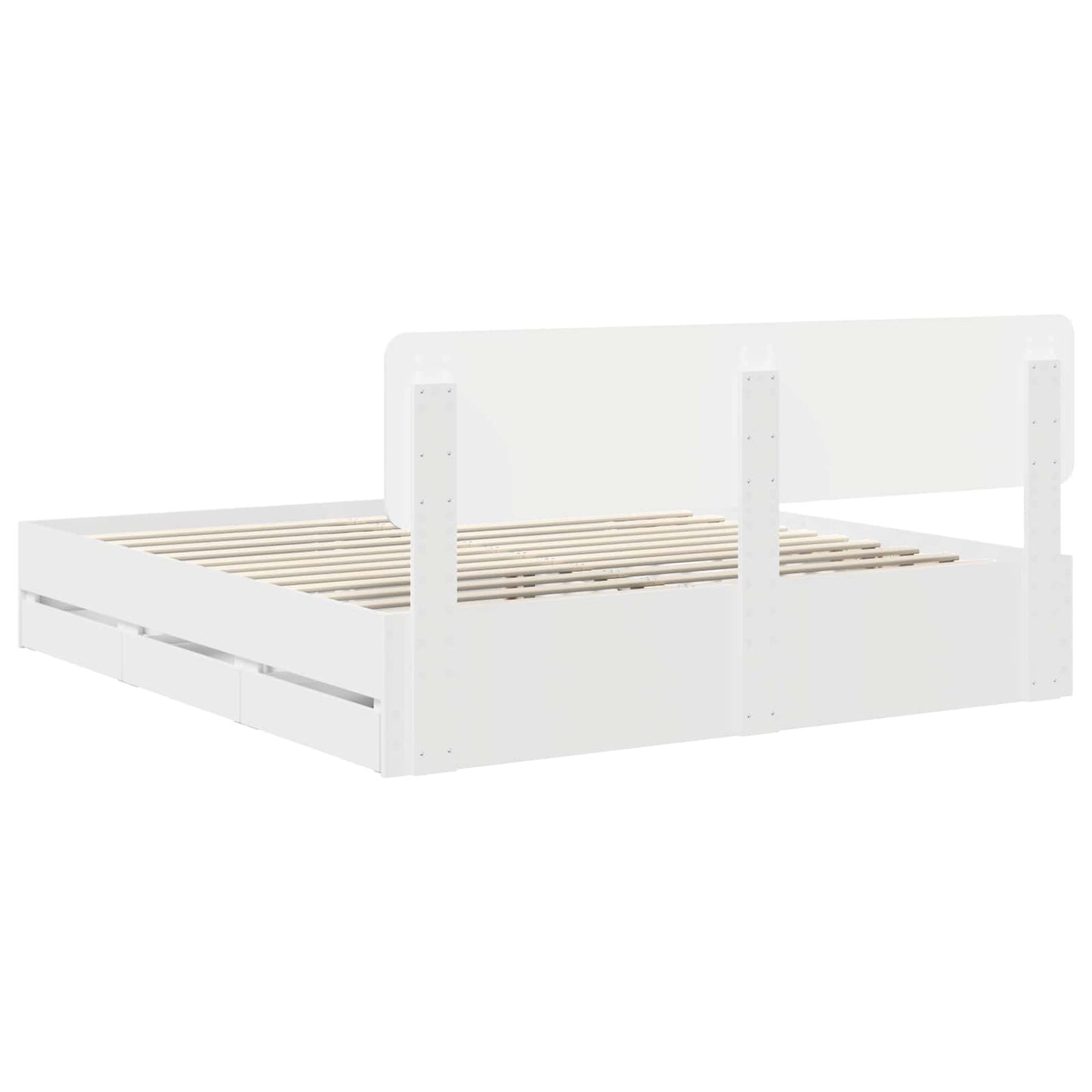 Sengestamme med skuff Hvit 180 x 200 cm Konstruert tre