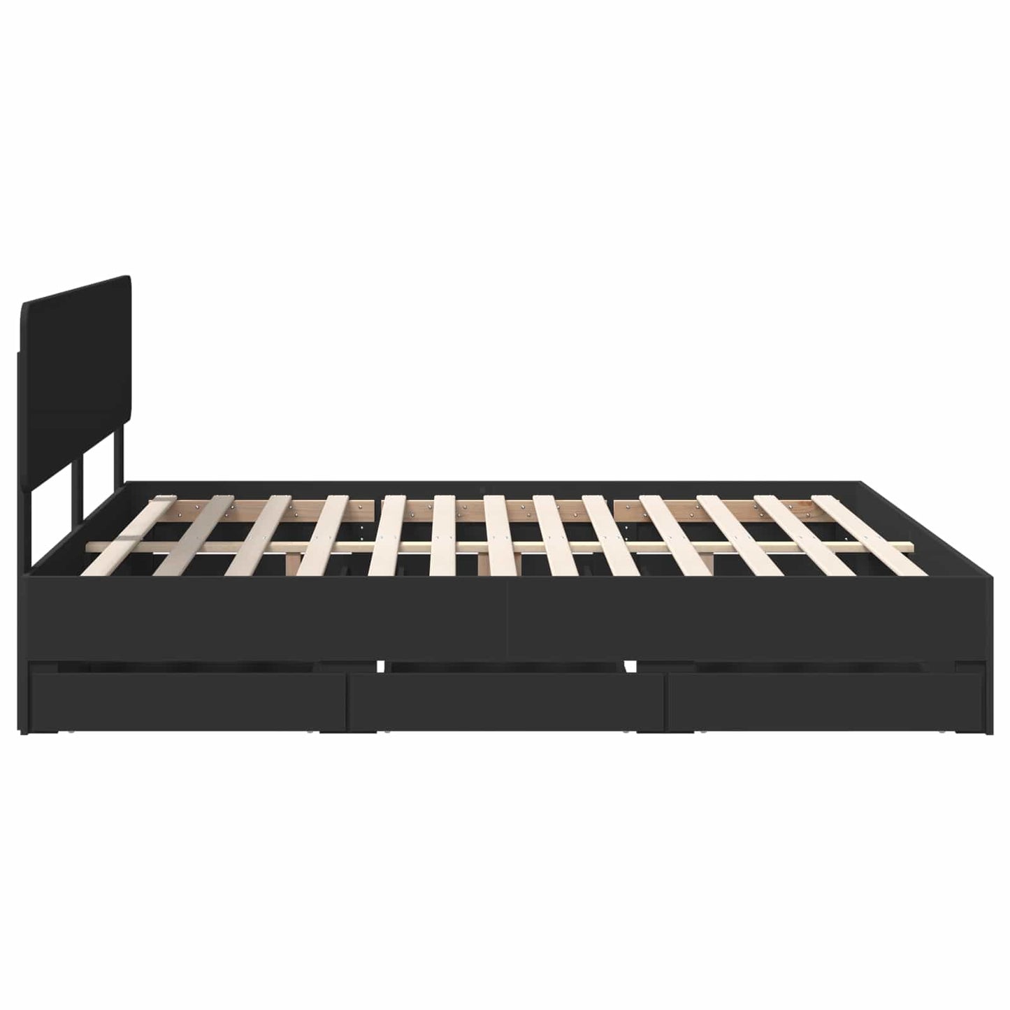 Sengestamme med skuff Svart 180 x 200 cm Konstruert tre