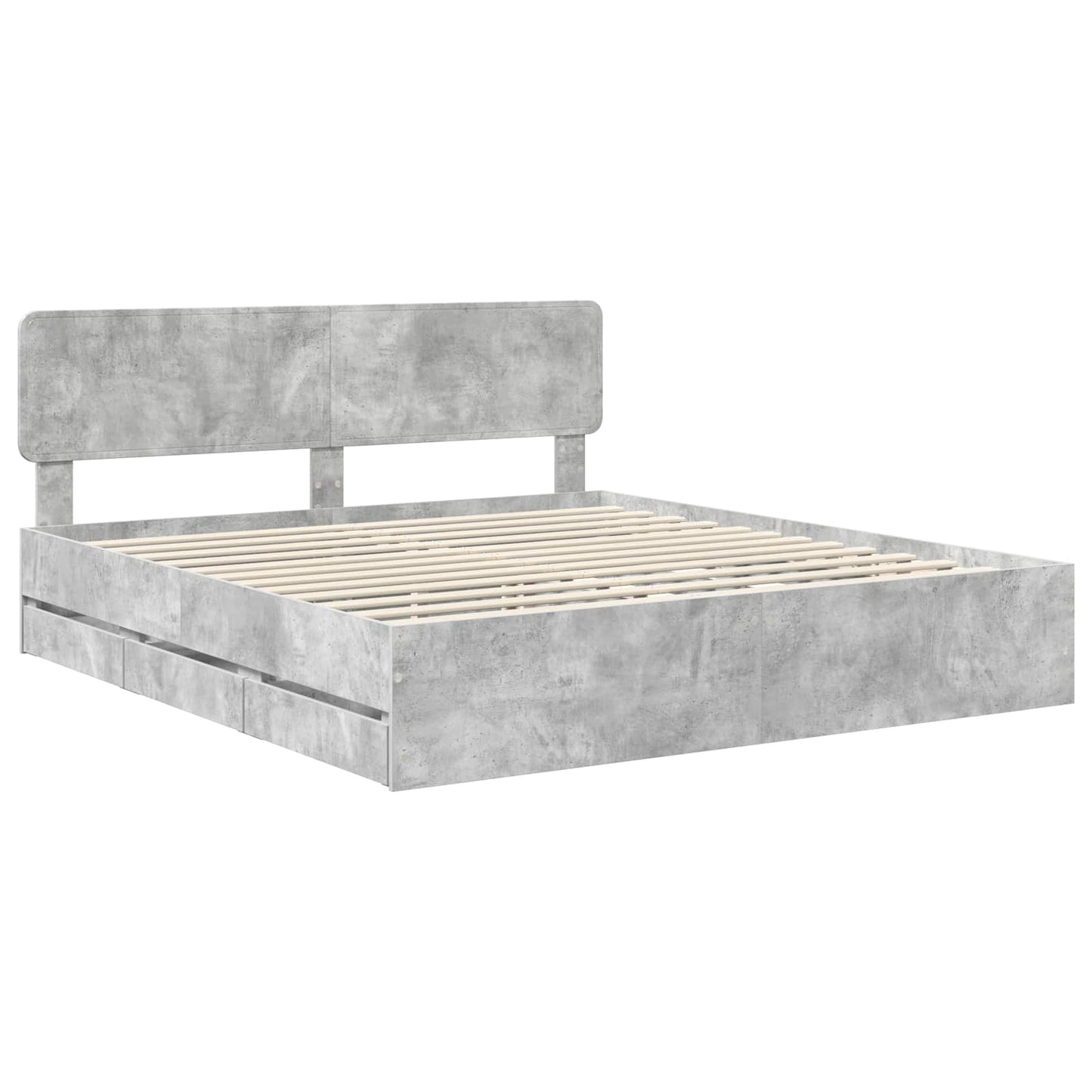 Sengestamme med skuff BetongGrå 180 x 200 cm Konstruert tre