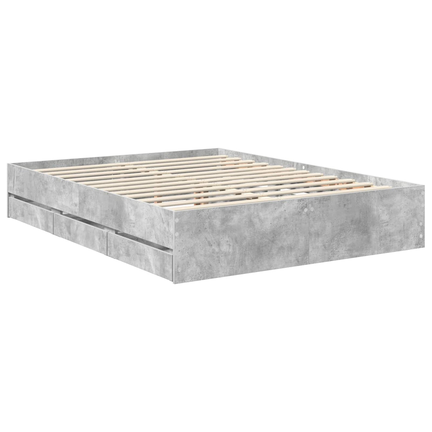 Sengestamme med skuff BetongGrå 150 x 200 cm Konstruert tre