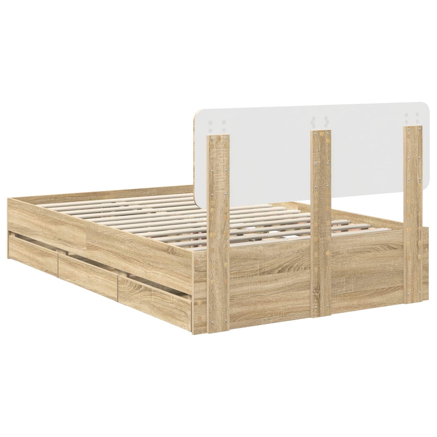 Sengestamme med skuff Sonoma eik 120 x 200 cm Konstruert tre