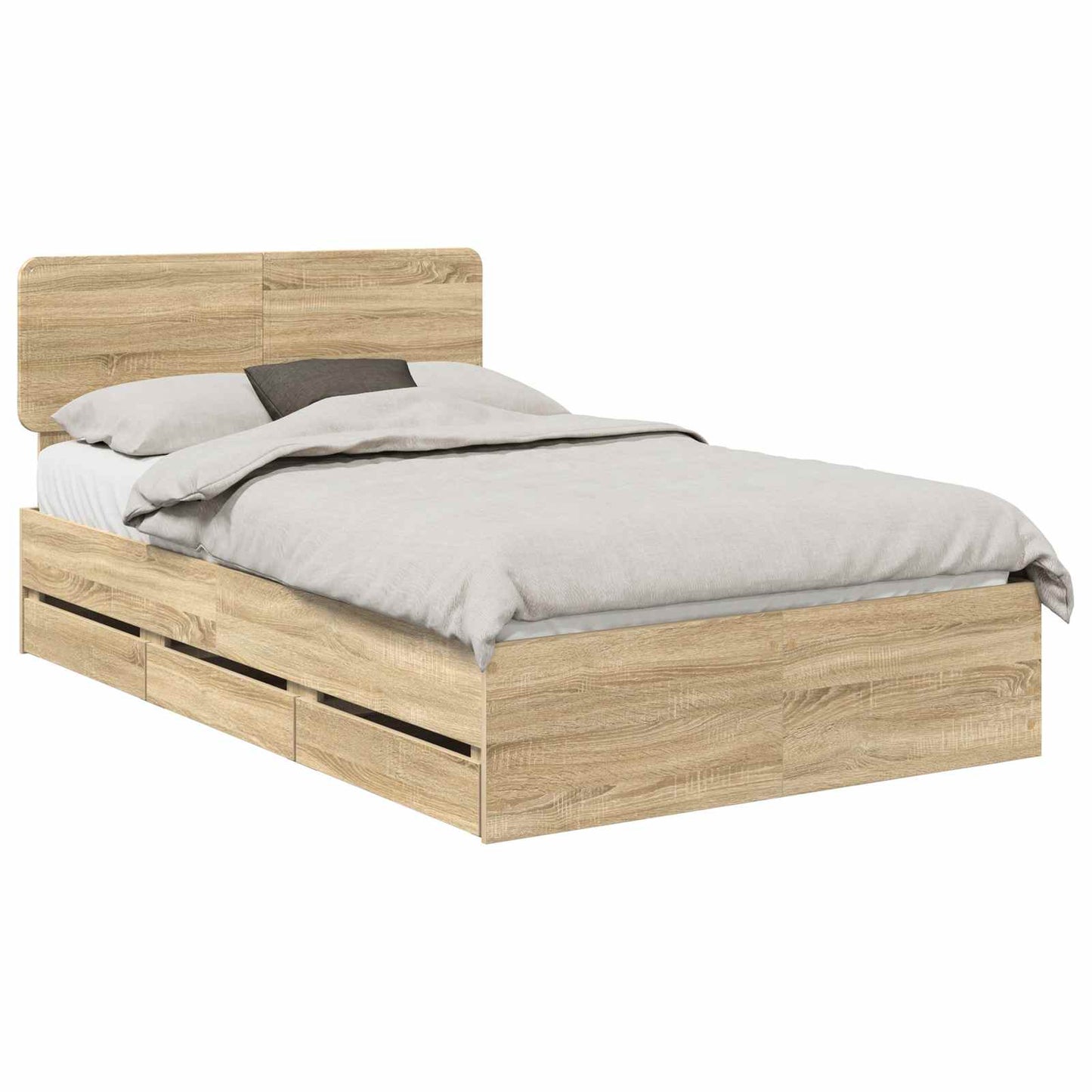 Sengestamme med skuff Sonoma eik 120 x 190 cm Konstruert tre