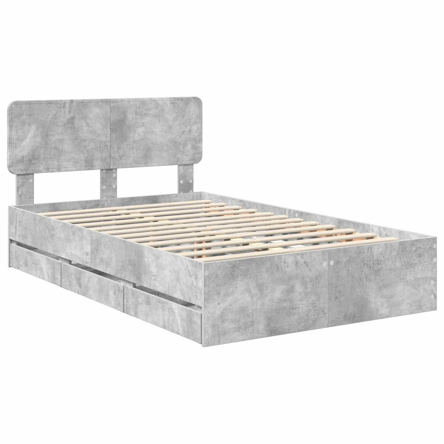 Sengestamme med skuff BetongGrå 120 x 190 cm Konstruert tre
