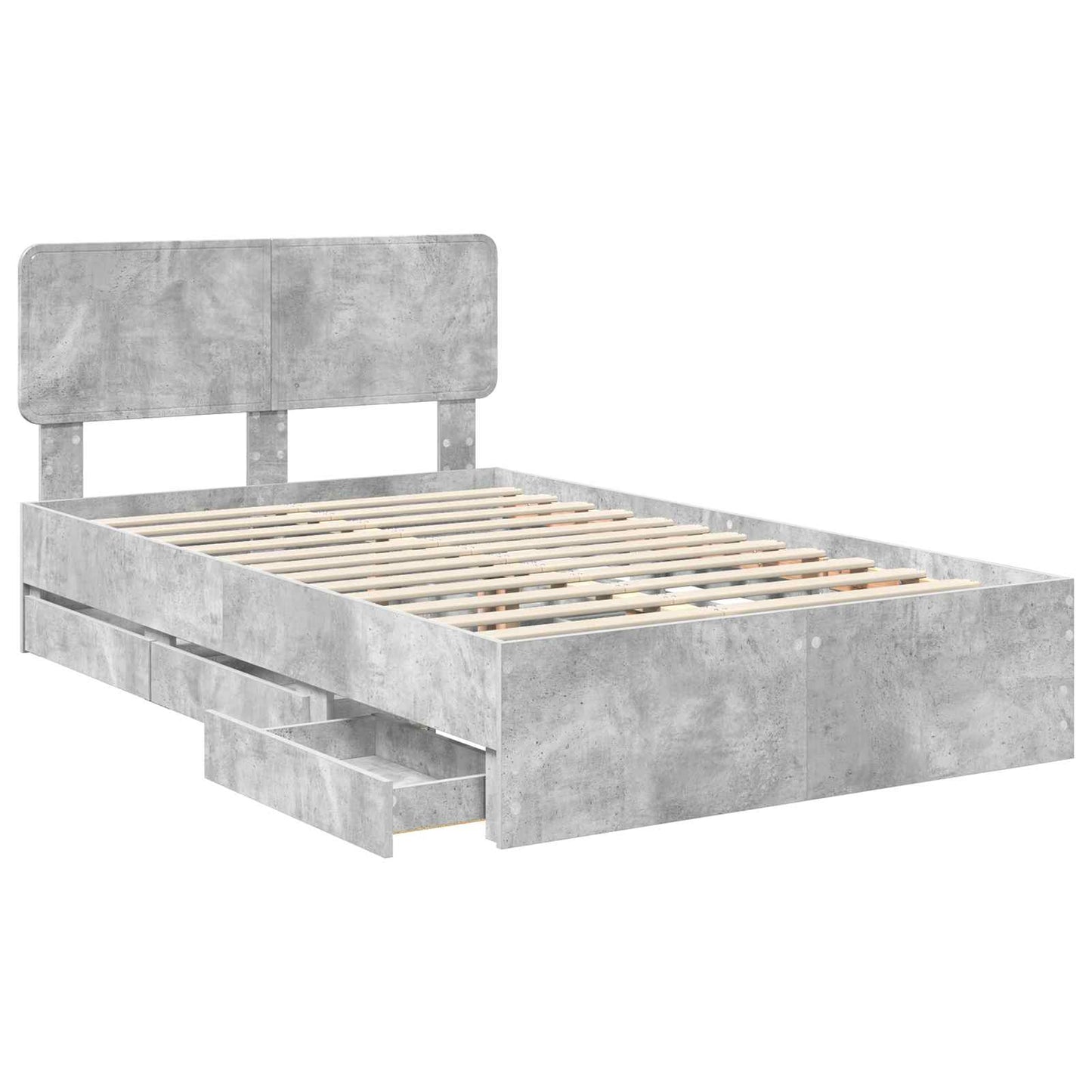 Sengestamme med skuff BetongGrå 120 x 190 cm Konstruert tre