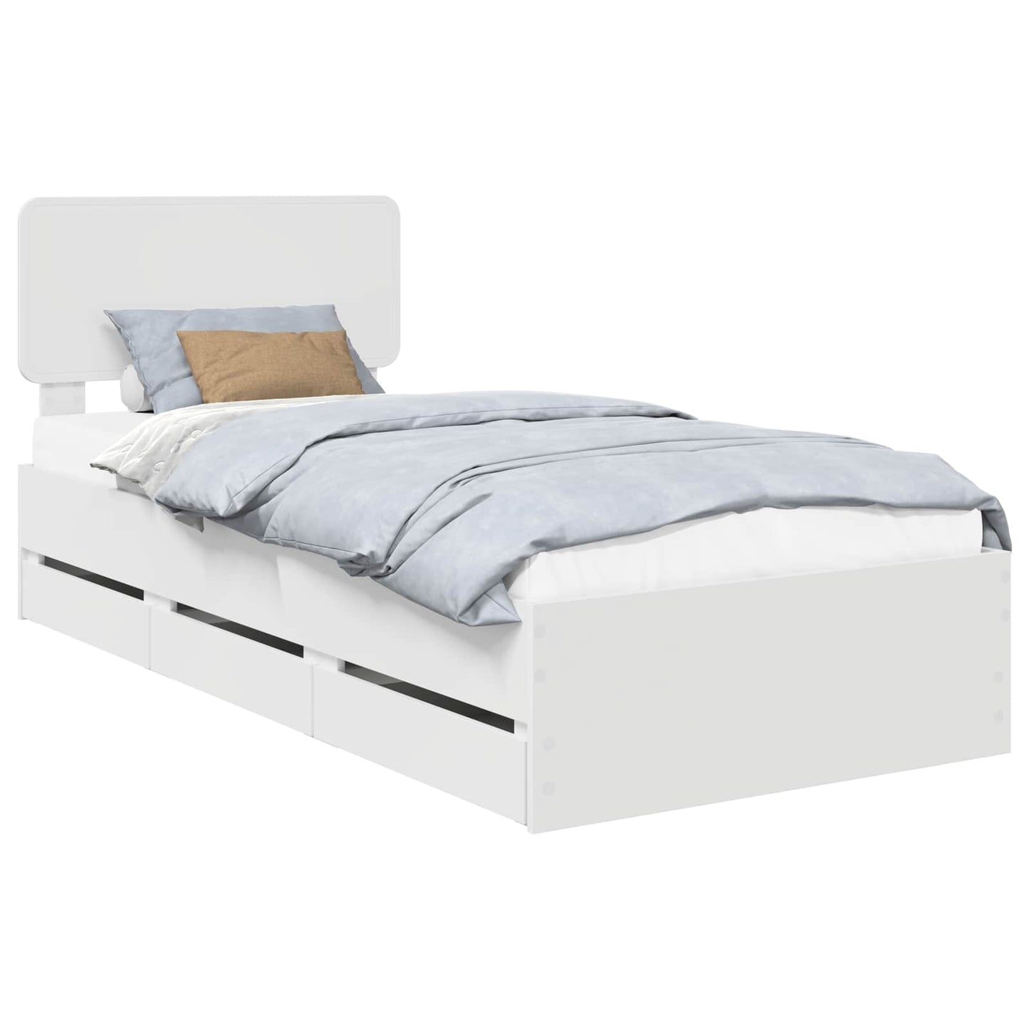 Sengestamme med skuff Hvit 100 x 200 cm Konstruert tre