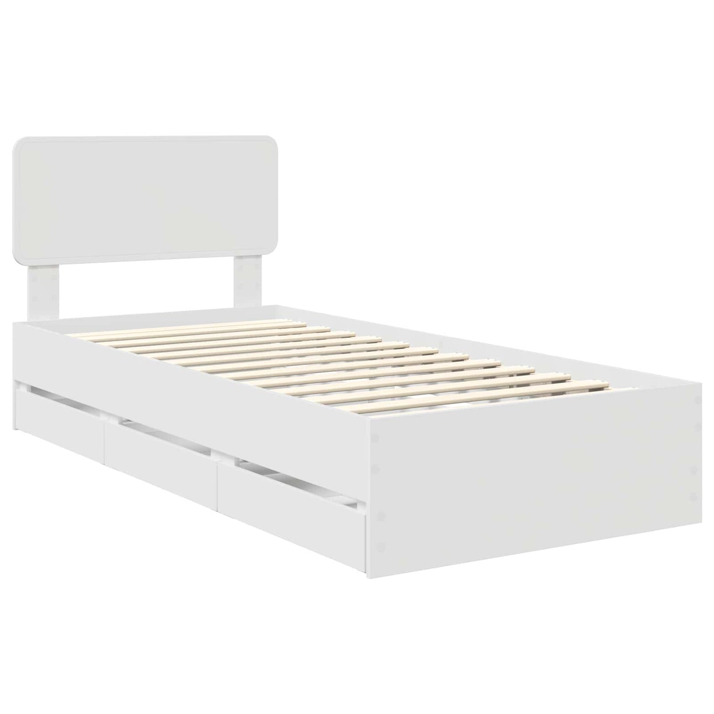 Sengestamme med skuff Hvit 100 x 200 cm Konstruert tre