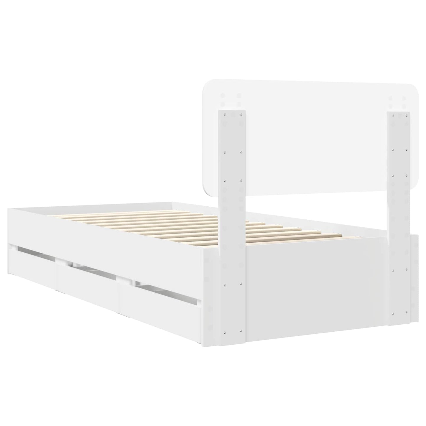 Sengestamme med skuff Hvit 90 x 200 cm Konstruert tre