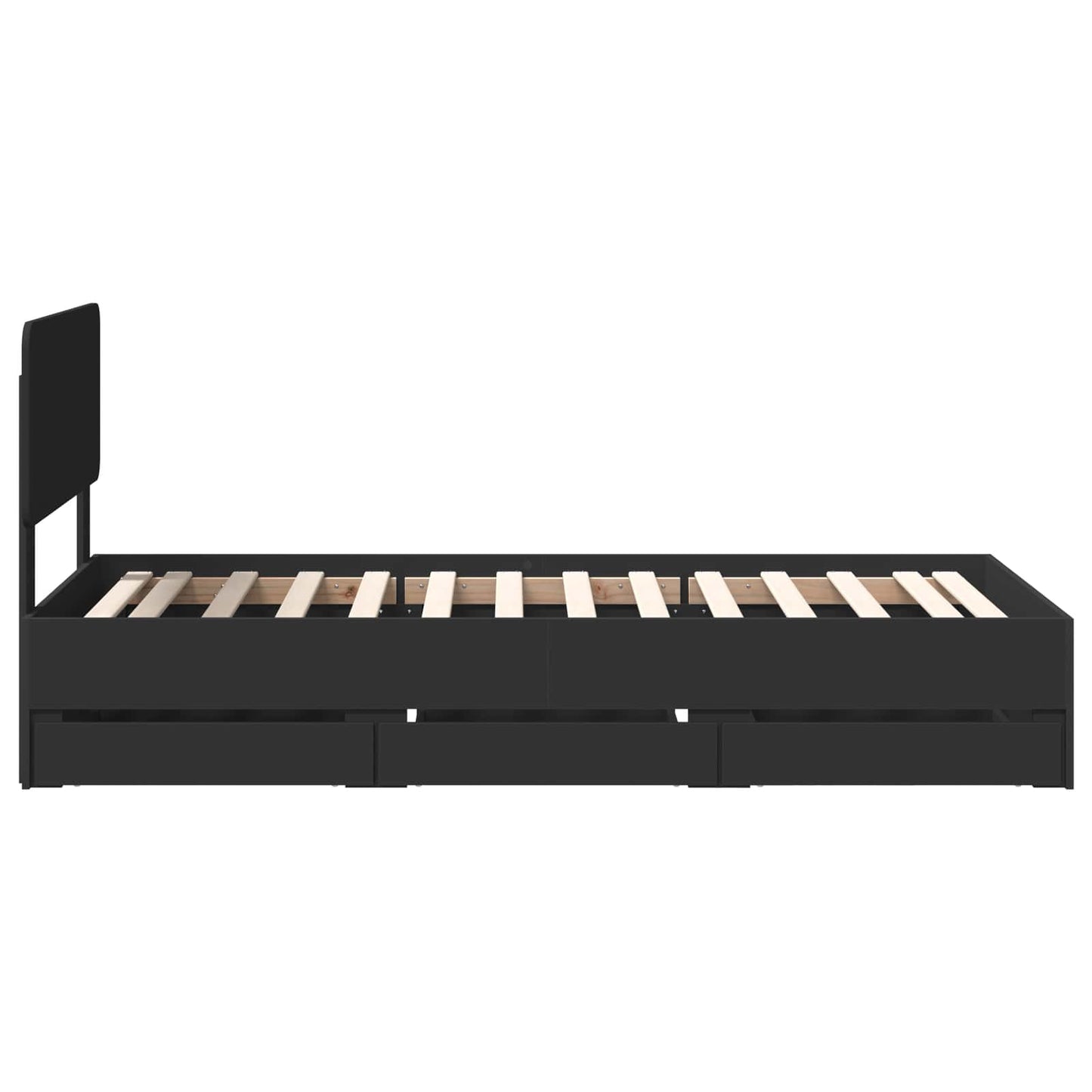 Sengestamme med skuff Svart 90 x 200 cm Konstruert tre