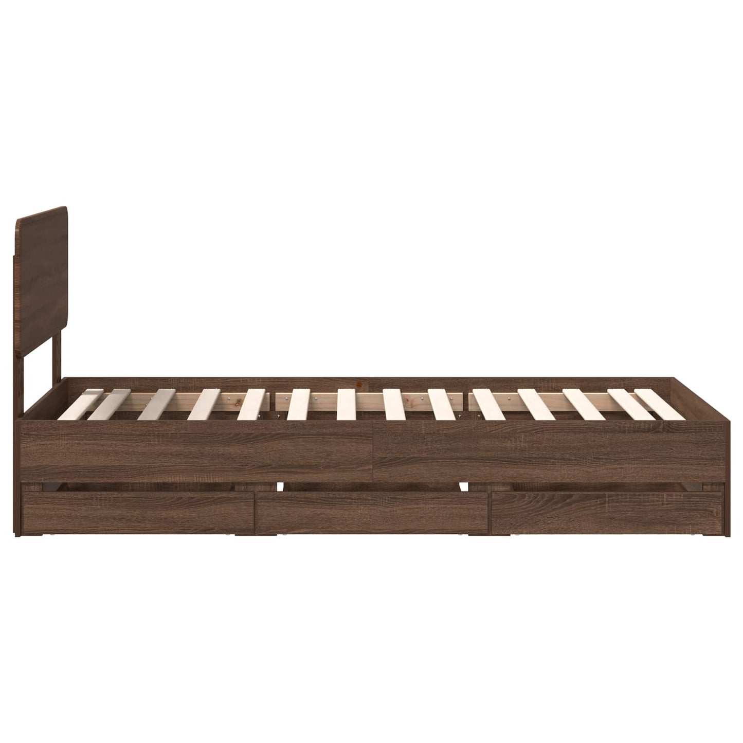 Sengestamme med skuff Brun eik 90 x 190 cm Konstruert tre