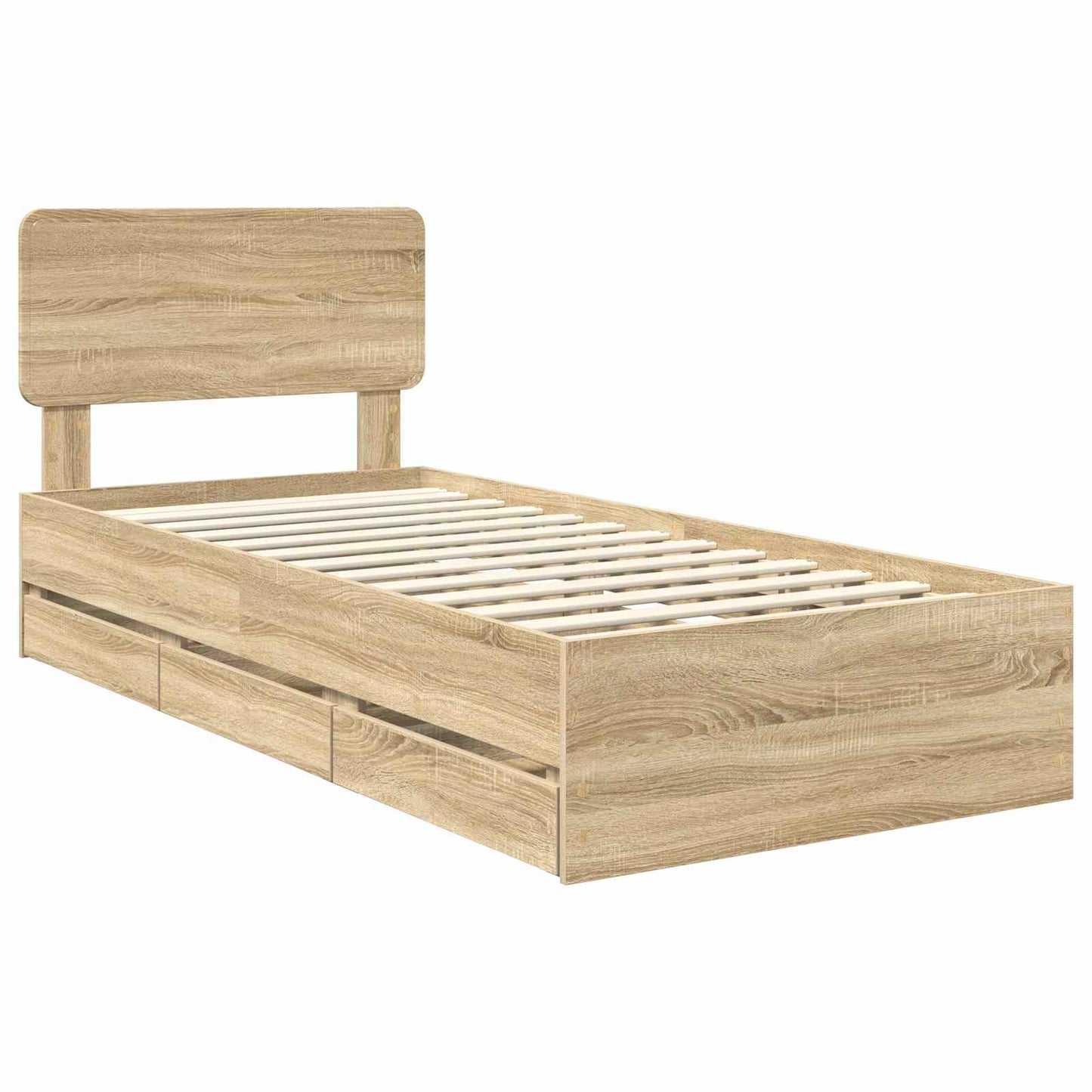 Sengestamme med skuff Sonoma eik 75 x 190 cm Konstruert tre
