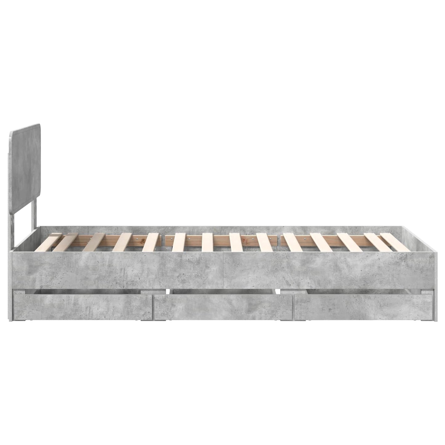 Sengestamme med skuff BetongGrå 75 x 190 cm Konstruert tre