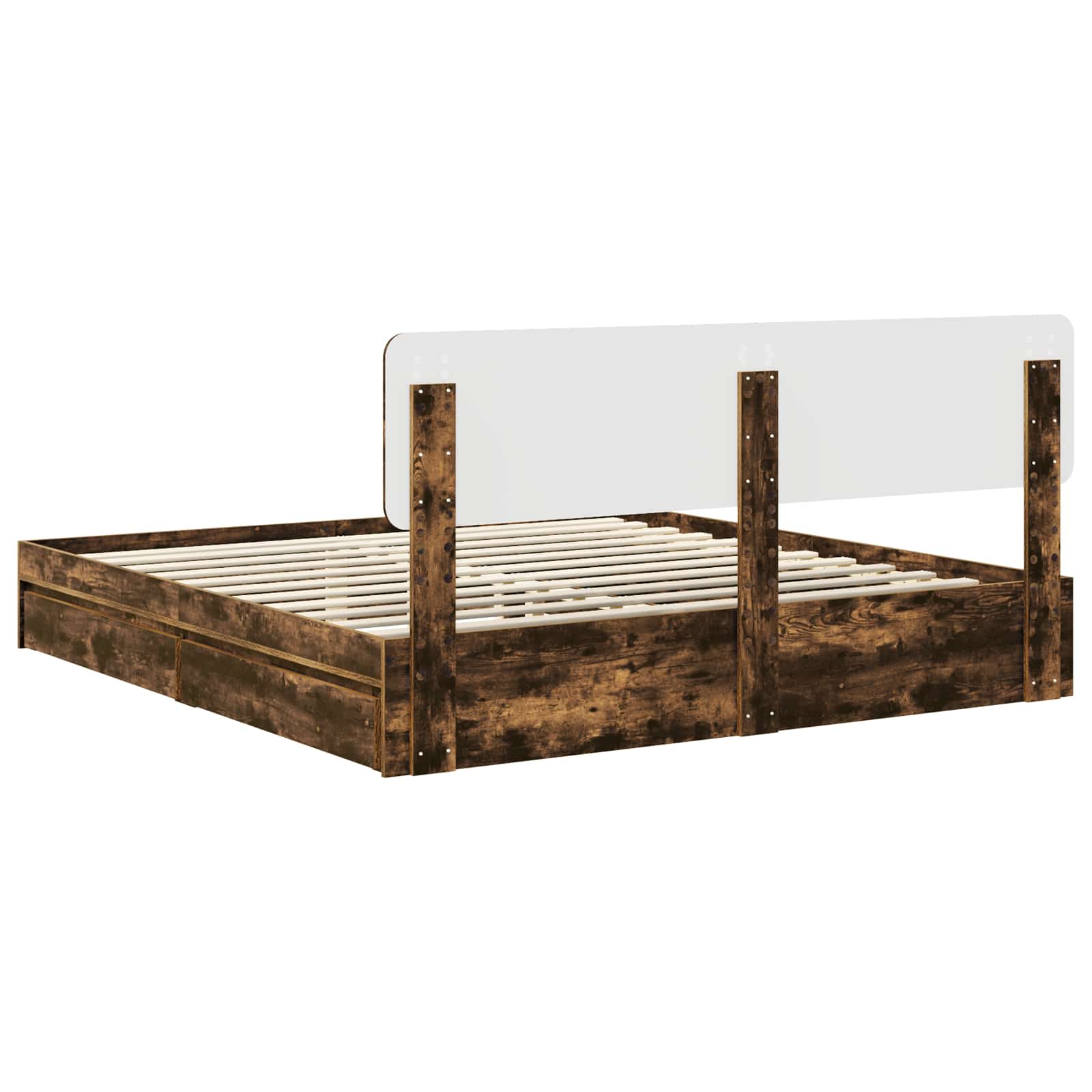 Seng med Oppbevaring Røkt eik 200 x 200 cm Konstruert tre