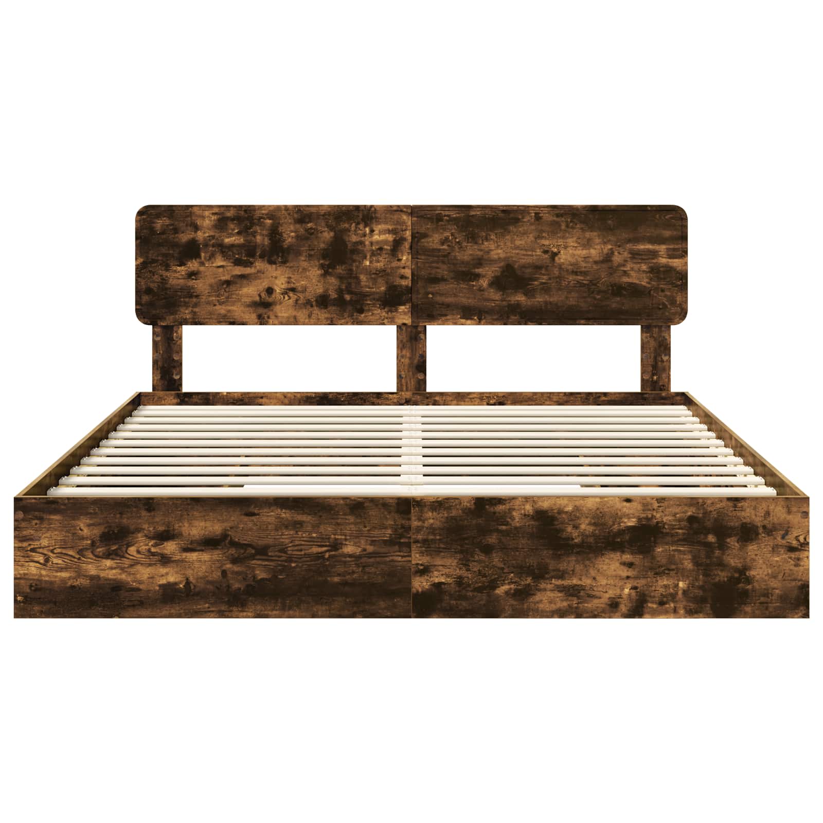 Seng med Oppbevaring Røkt eik 200 x 200 cm Konstruert tre