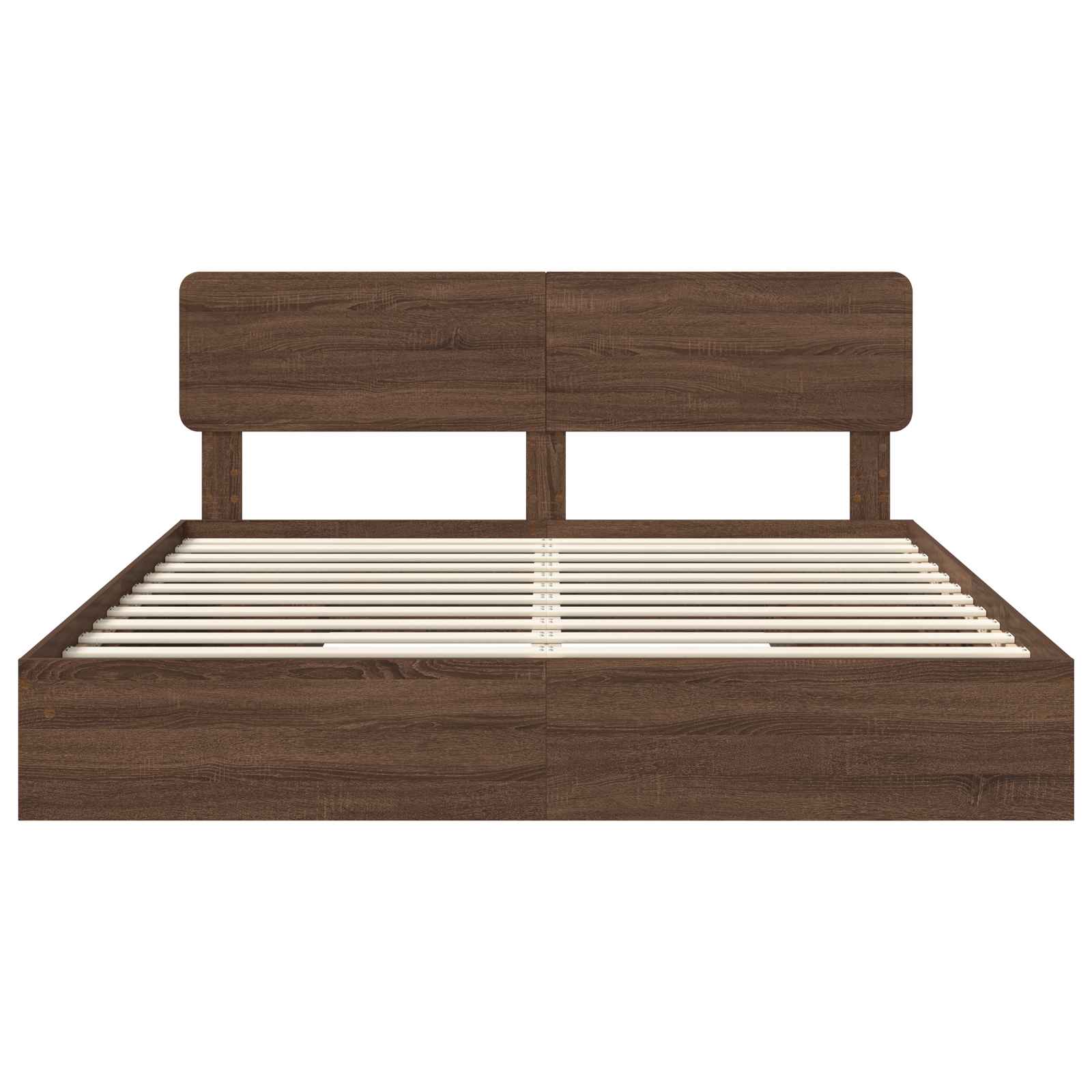 Seng med Oppbevaring Brun Eik 200 x 200 cm Konstruert tre