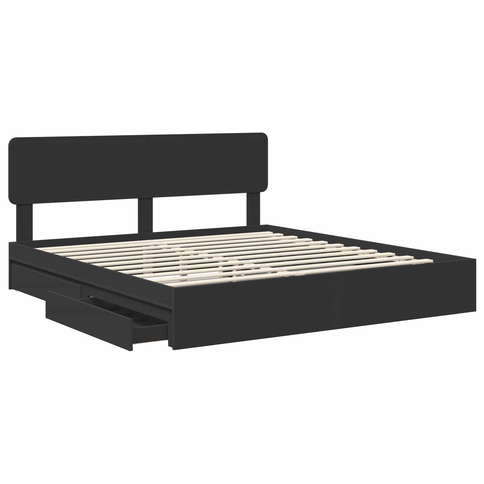 Seng med Oppbevaring Svart 180 x 200 cm Konstruert tre