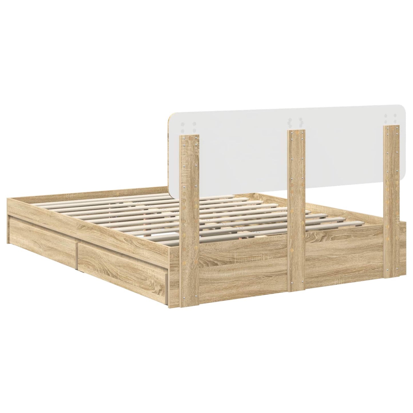 Seng med Oppbevaring Sonoma eik 160 x 200 cm Konstruert tre