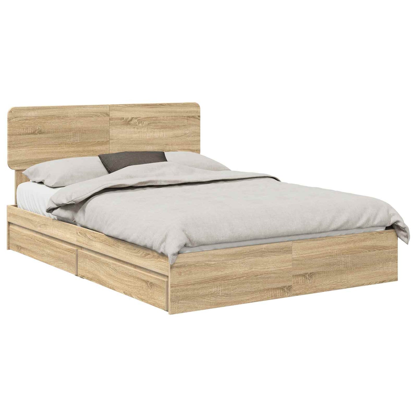 Seng med Oppbevaring Sonoma eik 150 x 200 cm Konstruert tre