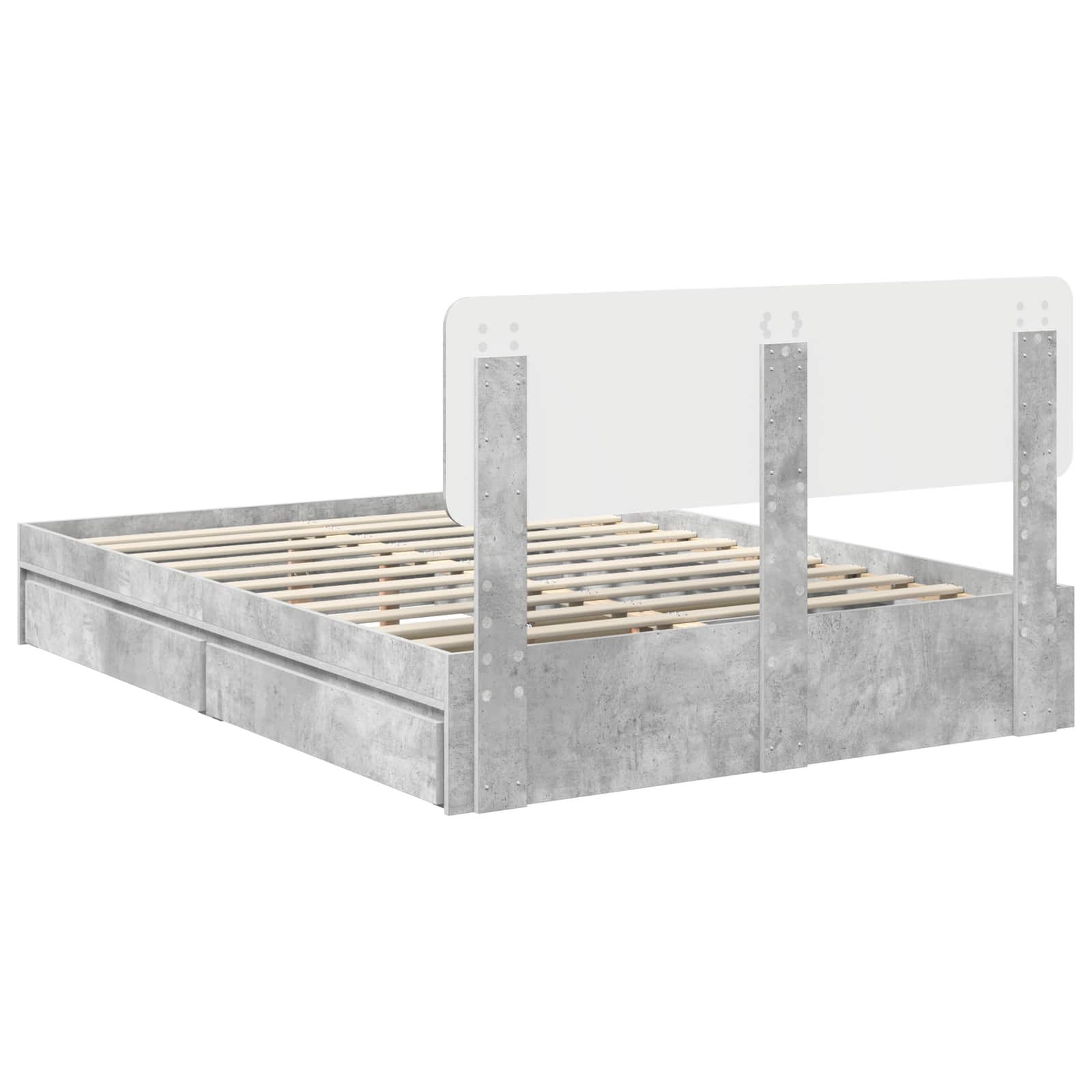 Seng med Oppbevaring Betonggrå 140 x 190 cm Konstruert tre